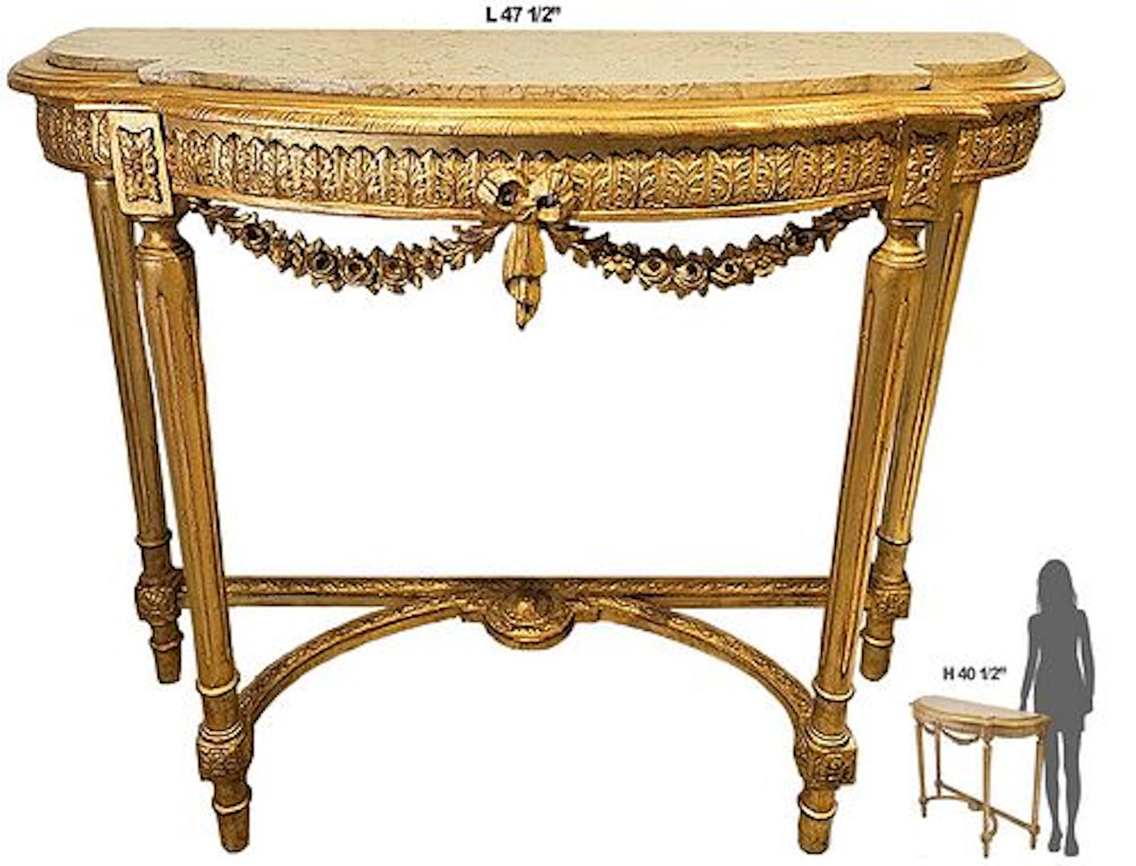 19th C. French Top Marble Console