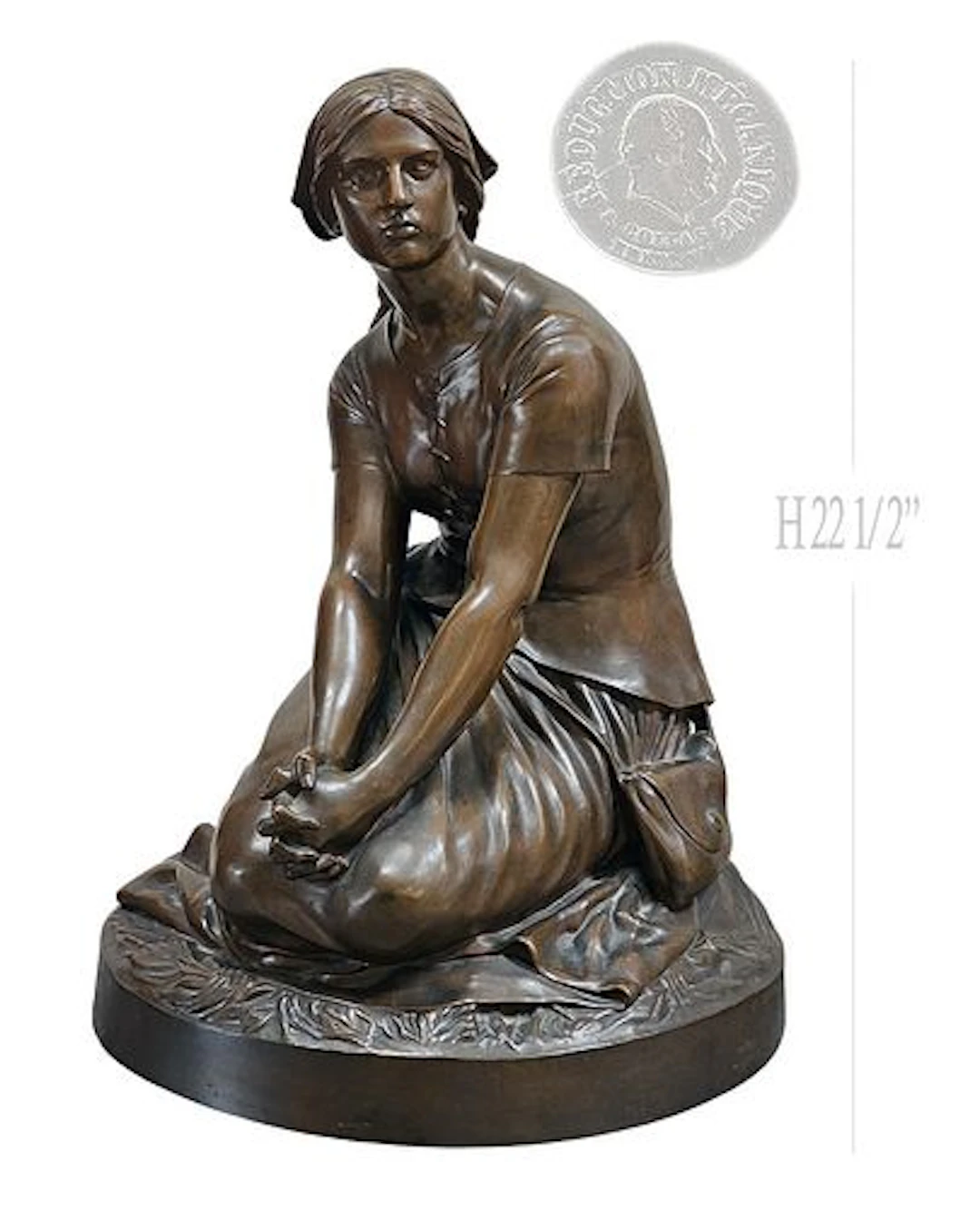 Large French Bronze Sculpture "Joan Of Arc" After By F.Barbedienne