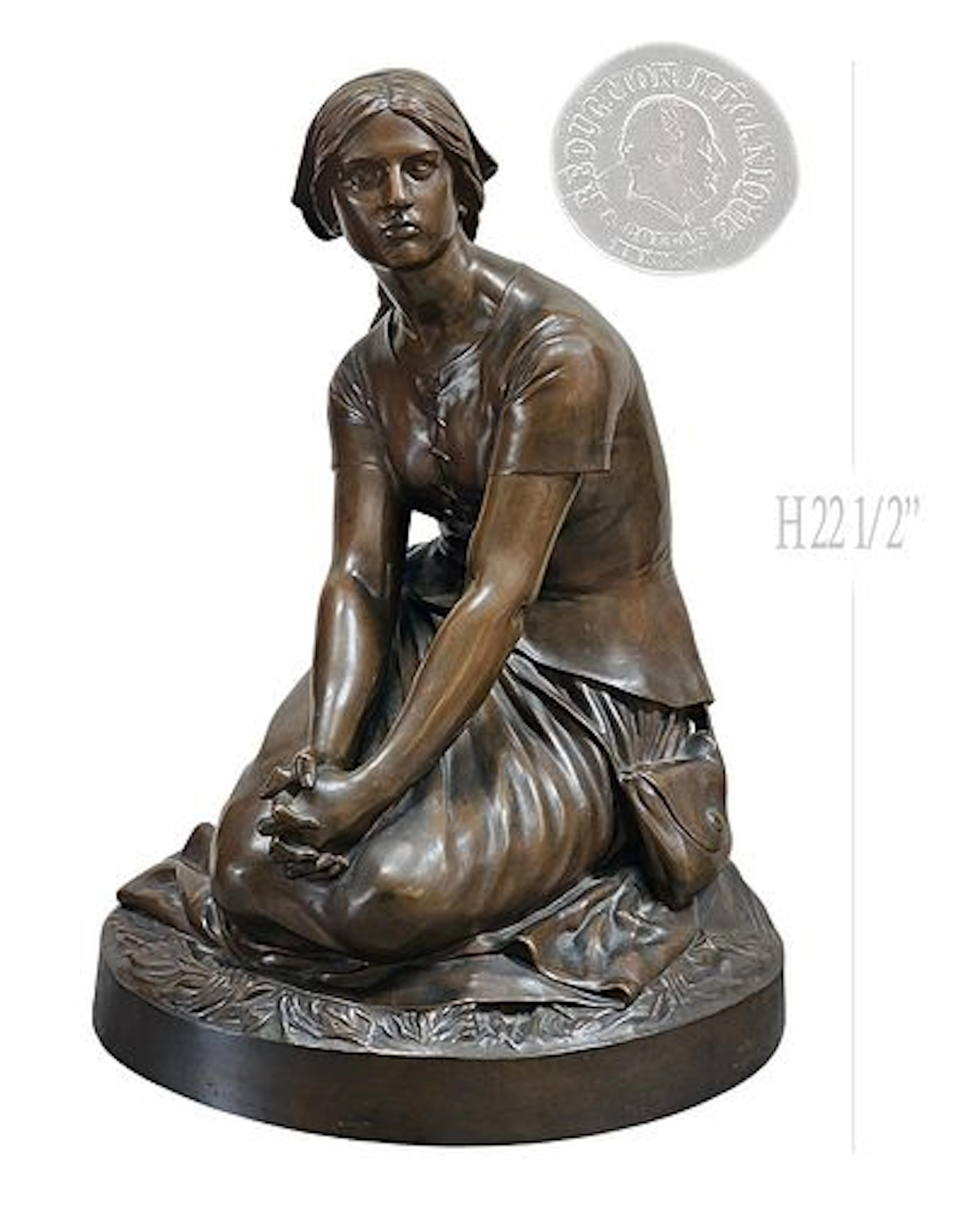 Large French Bronze Sculpture "Joan Of Arc" After By F.Barbedienne