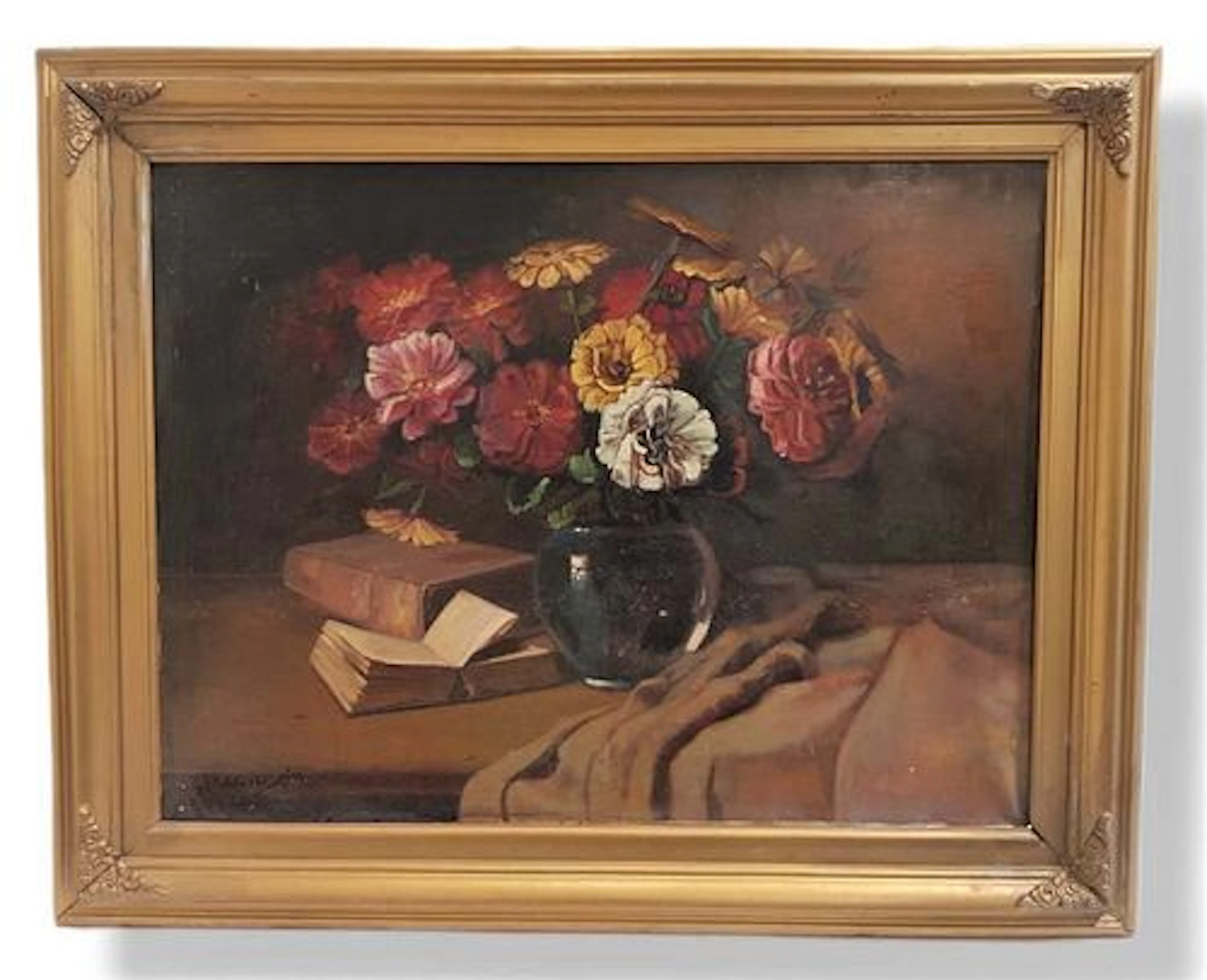 Oil On Canvas ' Still Life ' Painting ' Book Arts ' Signed by Dadashi