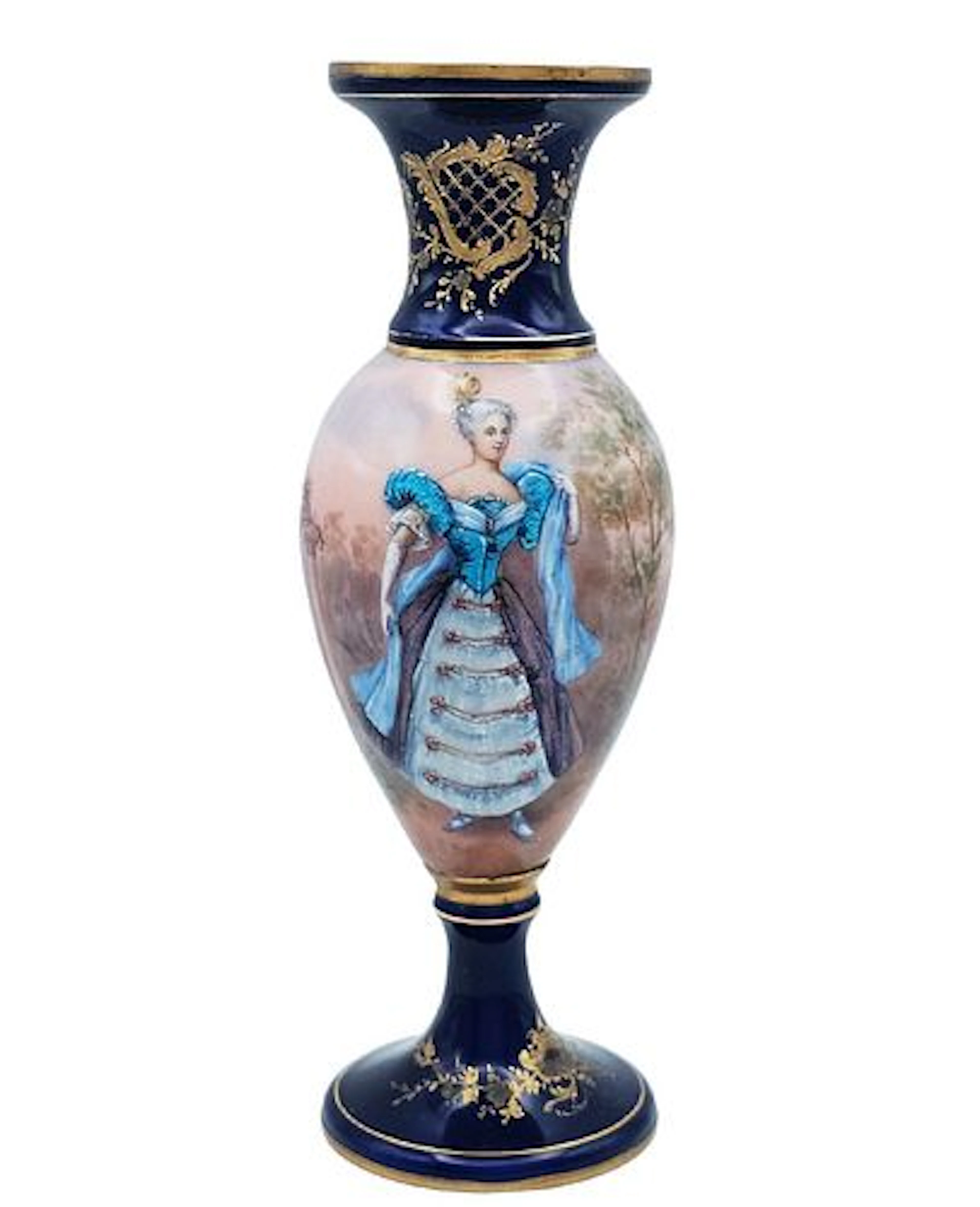 19th C. Enamel On Copper Vase, France