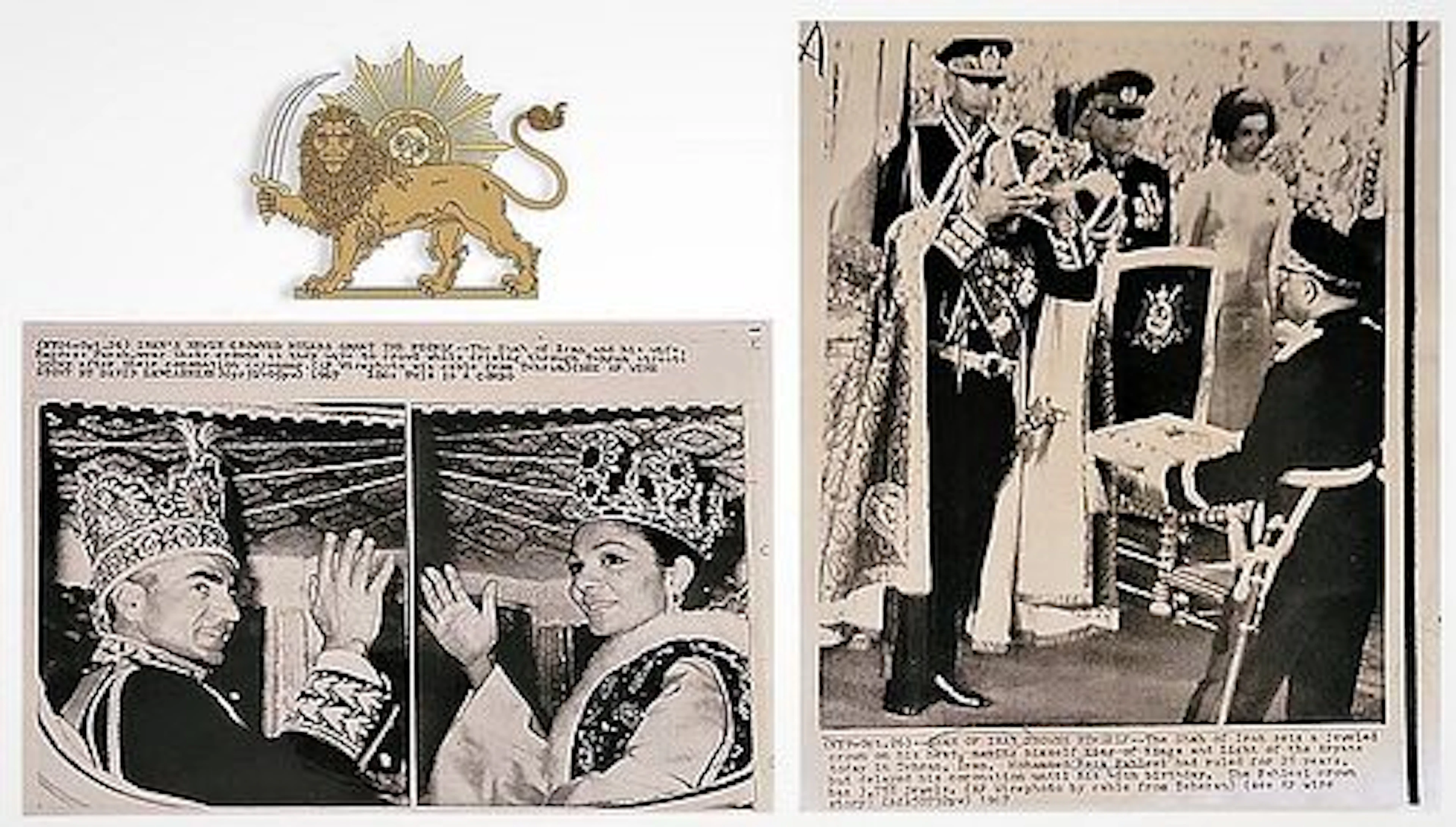 A Set of Two Original AP Press Photos of Iran King Pahlavi II Coronation
