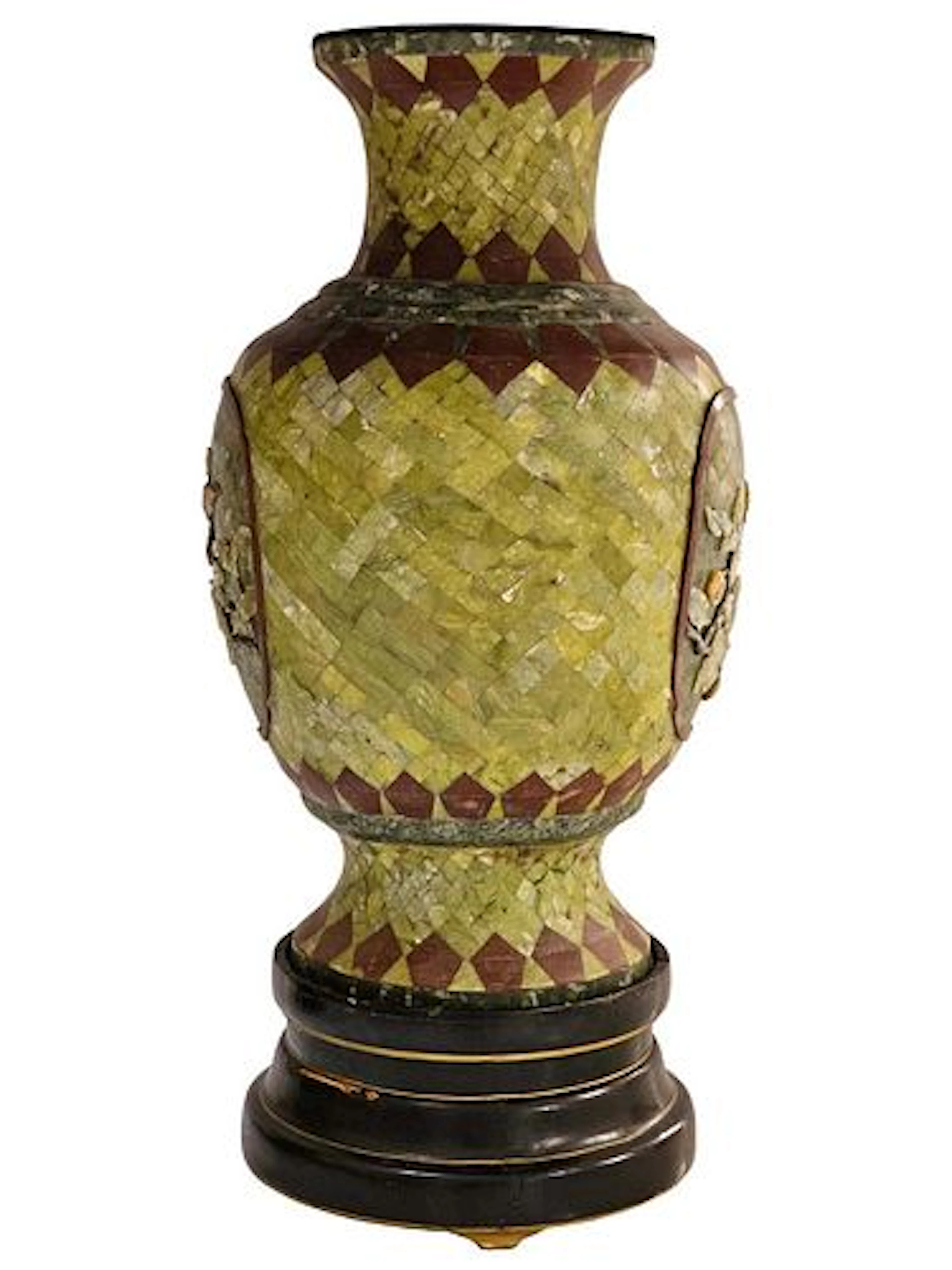 Large Palatial Chinese Hardstone Veneered Vases