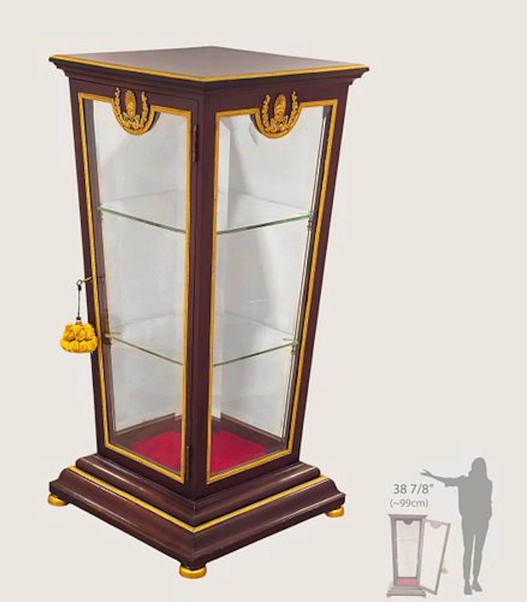 19th C. French Figural Bronze Mounted Vitrine Cabinet \ Pedestal