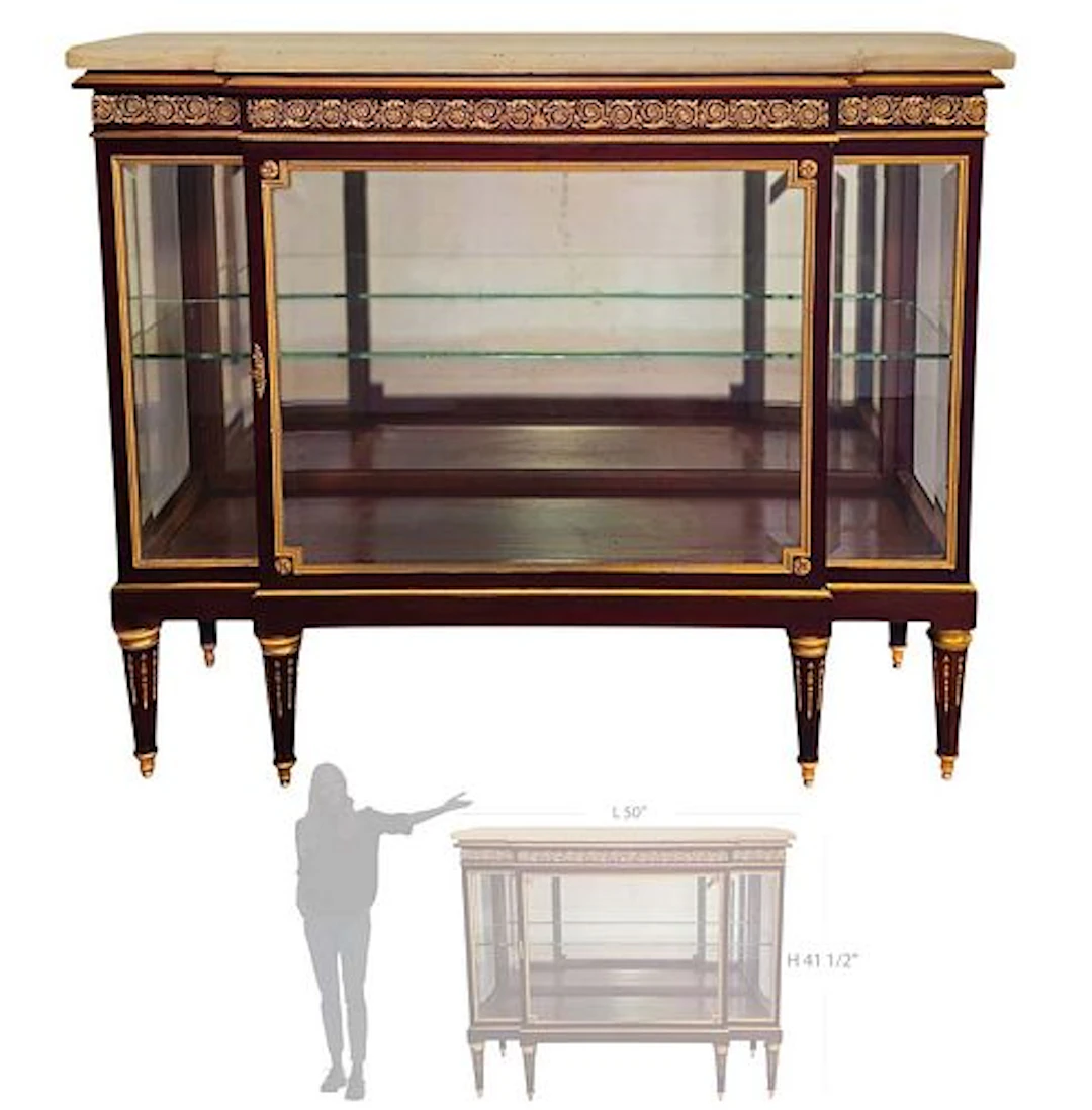 19th C. French Linke Style Bronze Mounted Vitrine Cabinet