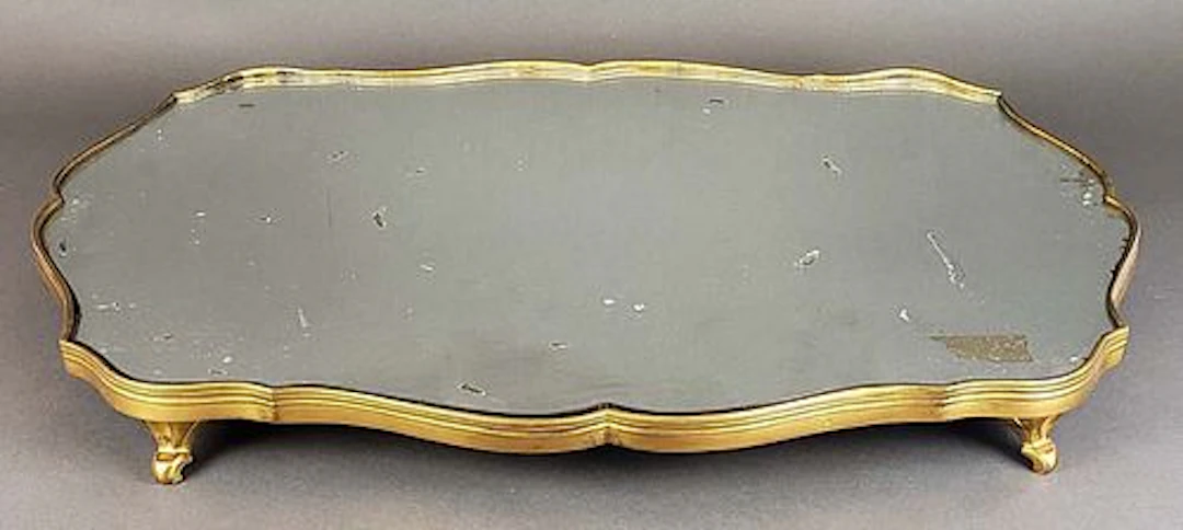 19th C. French Bronze Mirrored Plateau