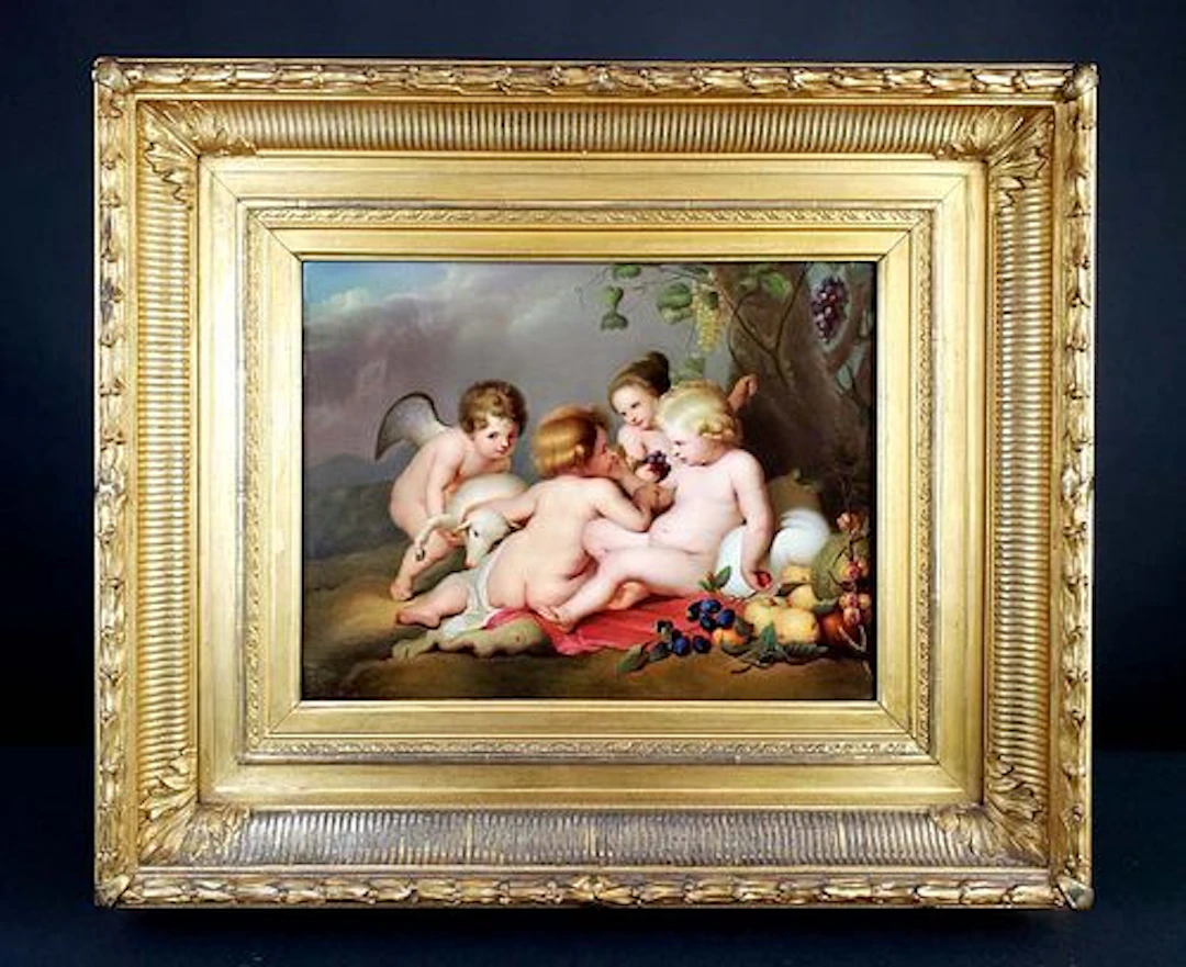 KPM Plaque in Giltwood Frame "Reubens Painting", Circa