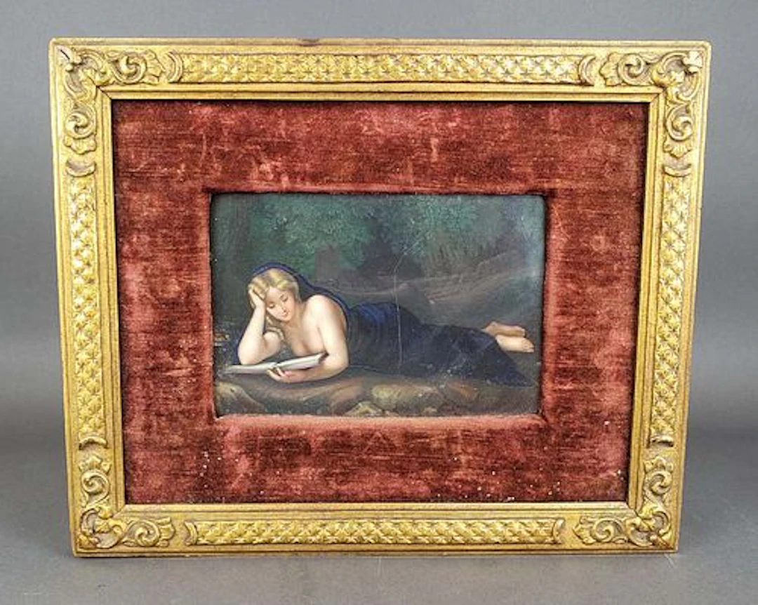 Framed German Porcelain Plaque