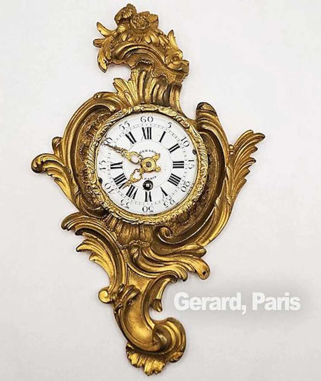 19th C. French Bronze Wall Clock, Signed By Gerard, Paris