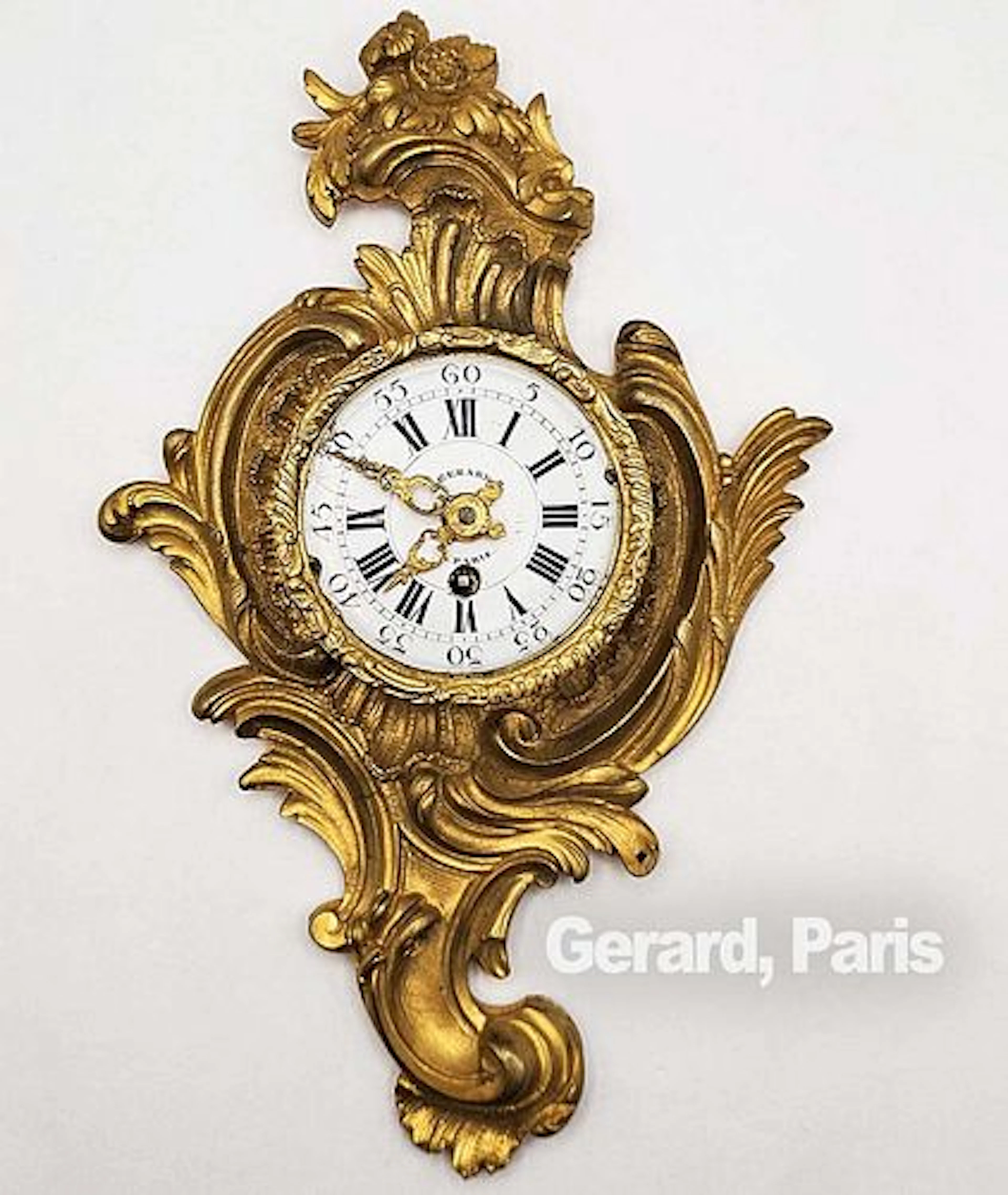 19th C. French Bronze Wall Clock, Signed By Gerard, Paris