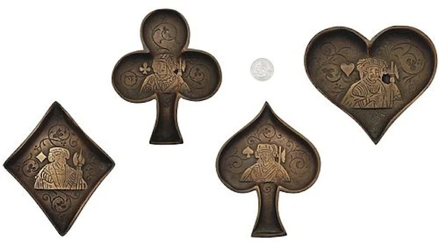 Set Of 4 Heavy Card Suit Dishes