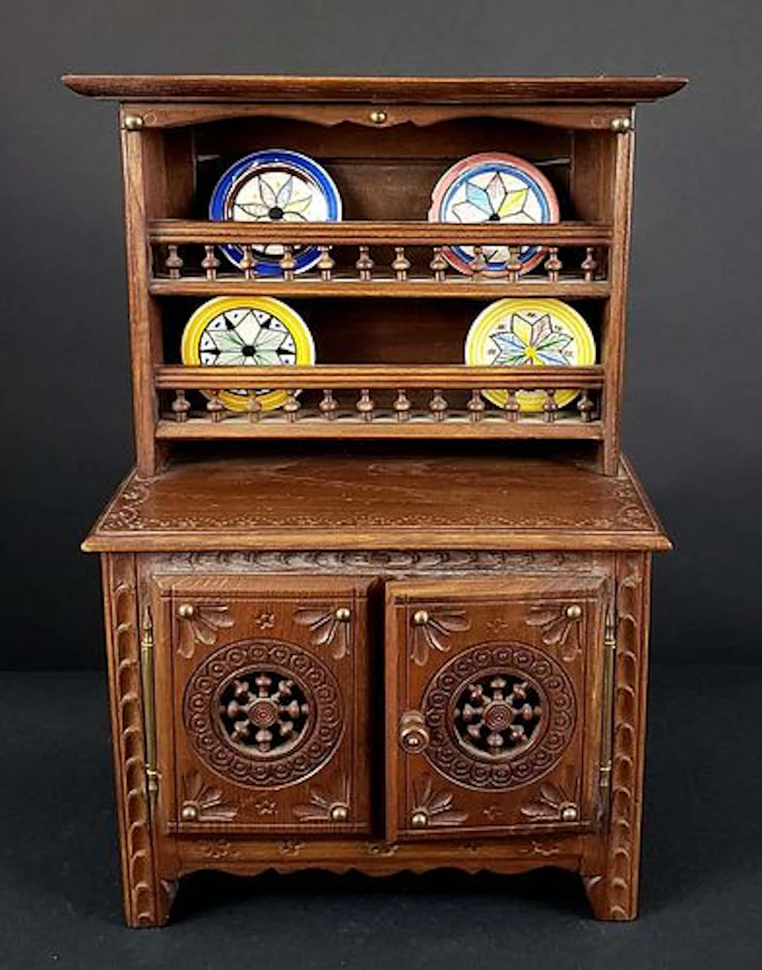 French Miniature Buffet w/ Plates, Circa 1900
