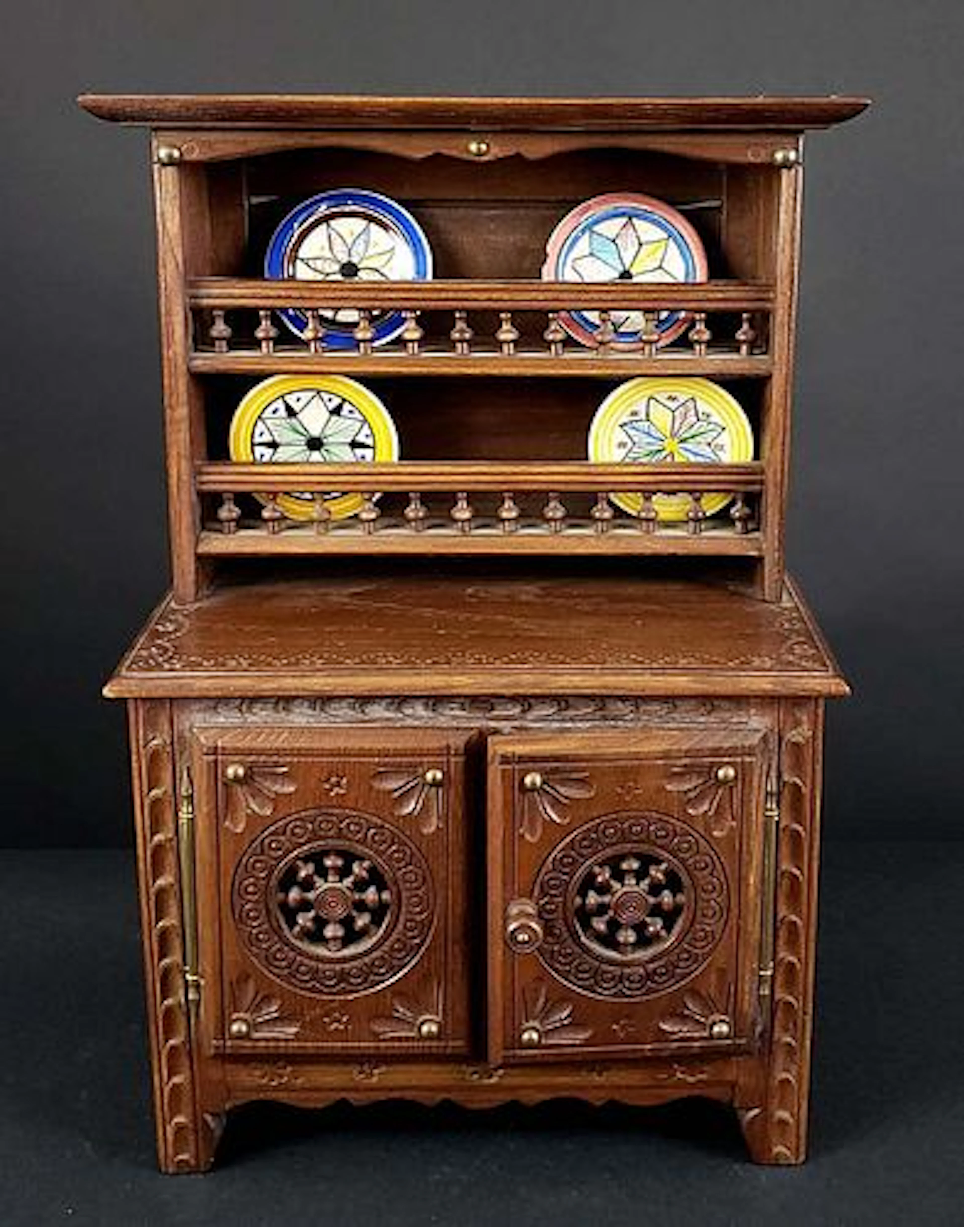 French Miniature Buffet w/ Plates, Circa 1900