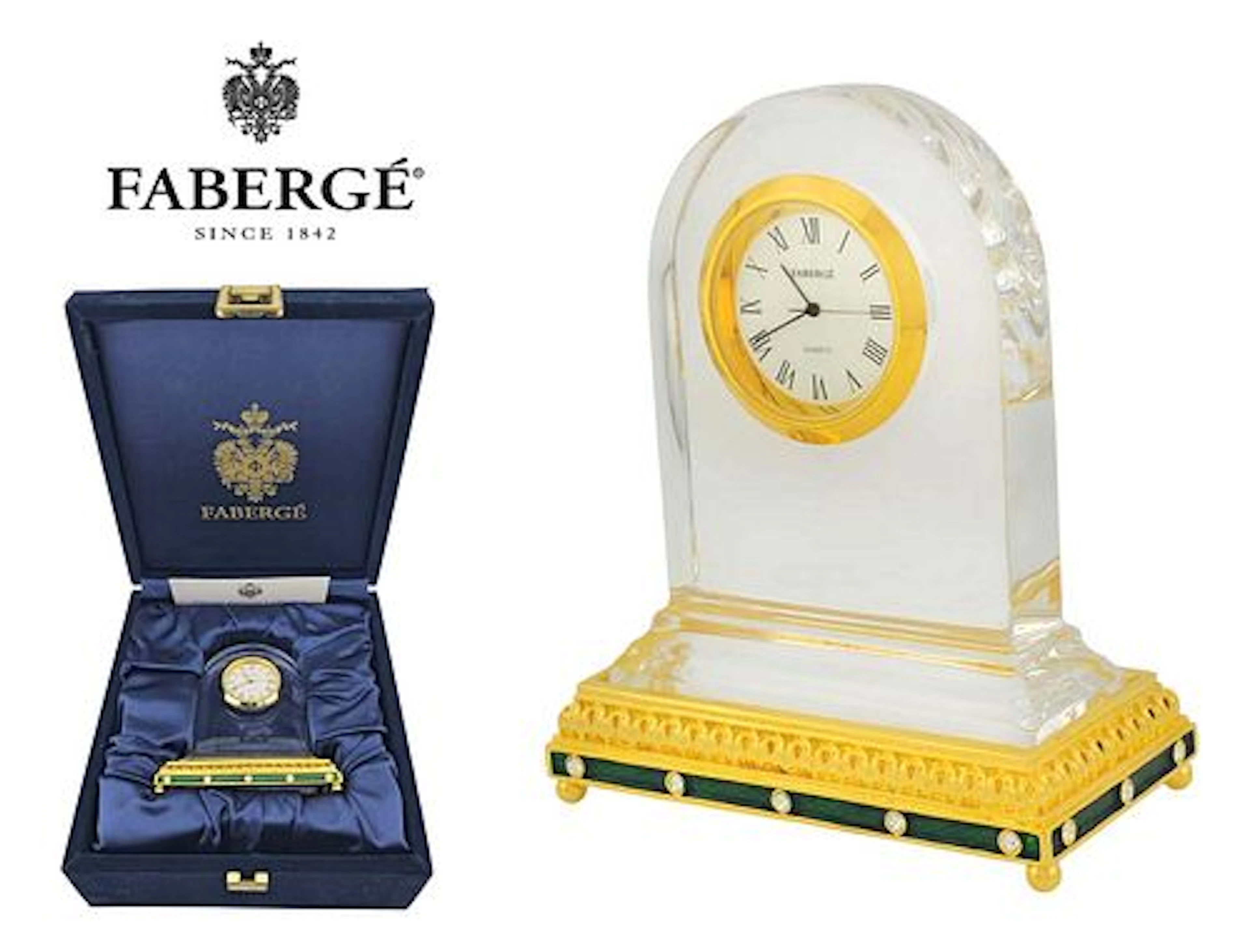 Faberge, Crystal Imperial Desk Clock