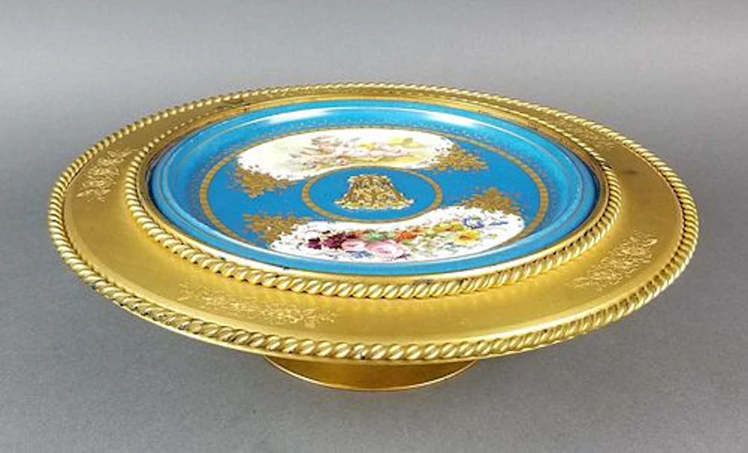 Large French Sevres Porcelain & Bronze Centerpiece