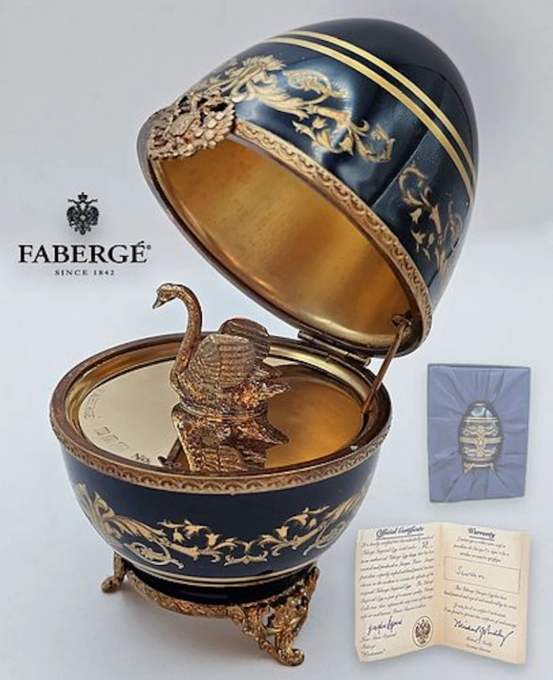 Faberge Imperial Swan Hand Painted Limoges France, Signed & Numbered