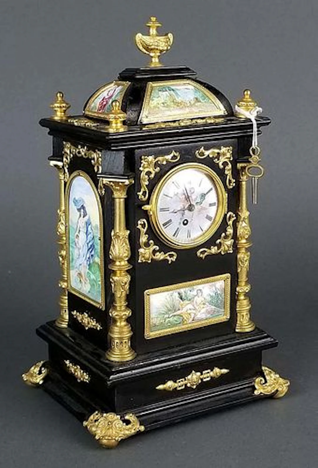 19th C. Large Austrian Viennese Enamel Clock