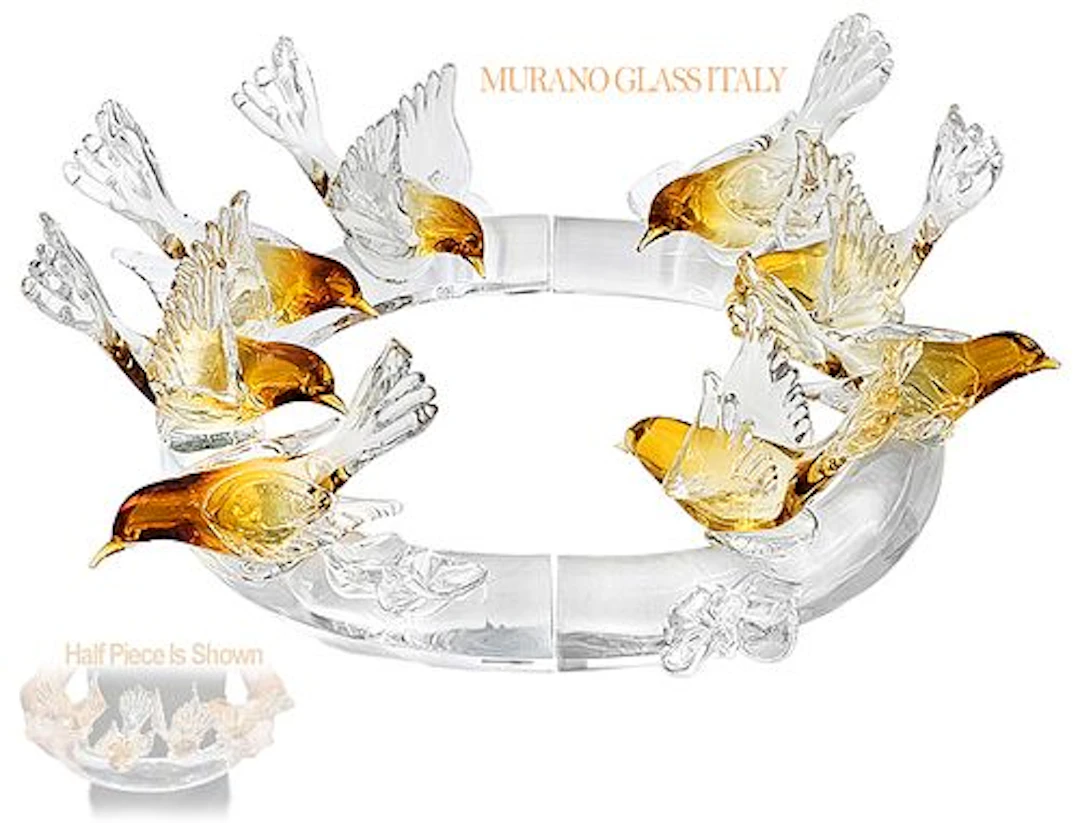 Murano Glass Birds On A Branch (2-Pieces) Round Centerpiece