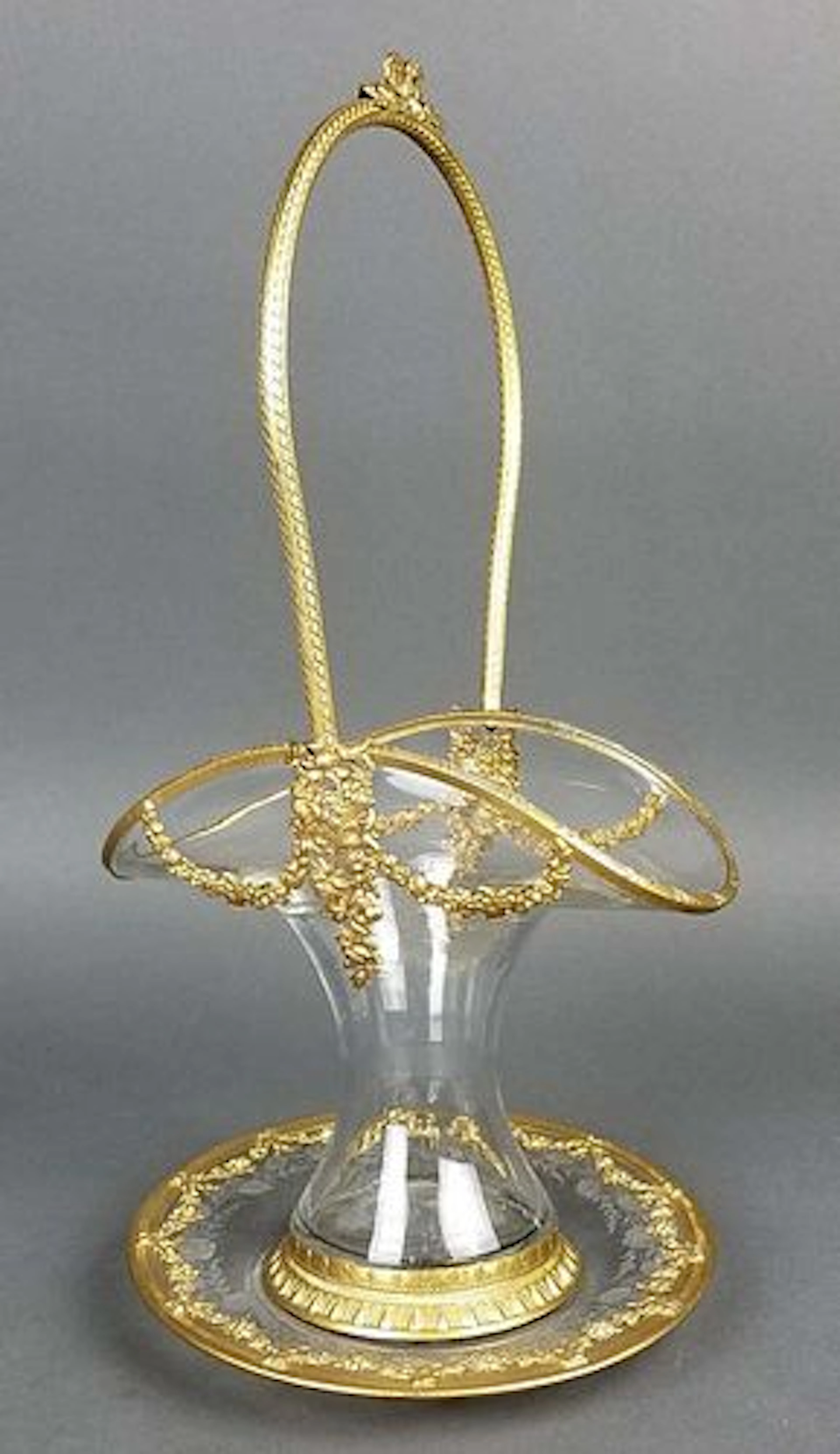 19th C. French and Baccarat Crystal Centerpiece Basket