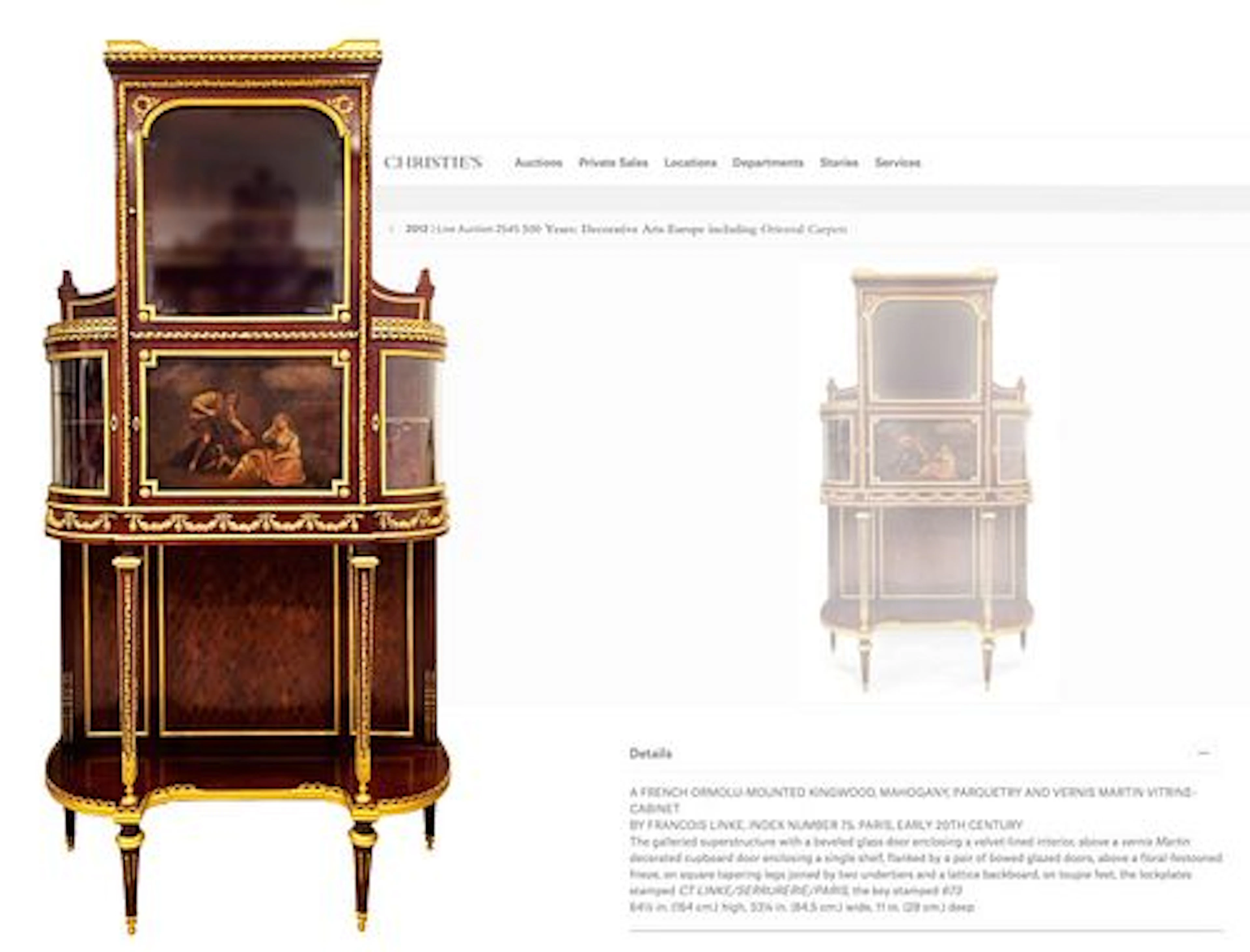 19th C. French F. Linke Ormolu & Vernis Martin Vitrine Commode Cabinet