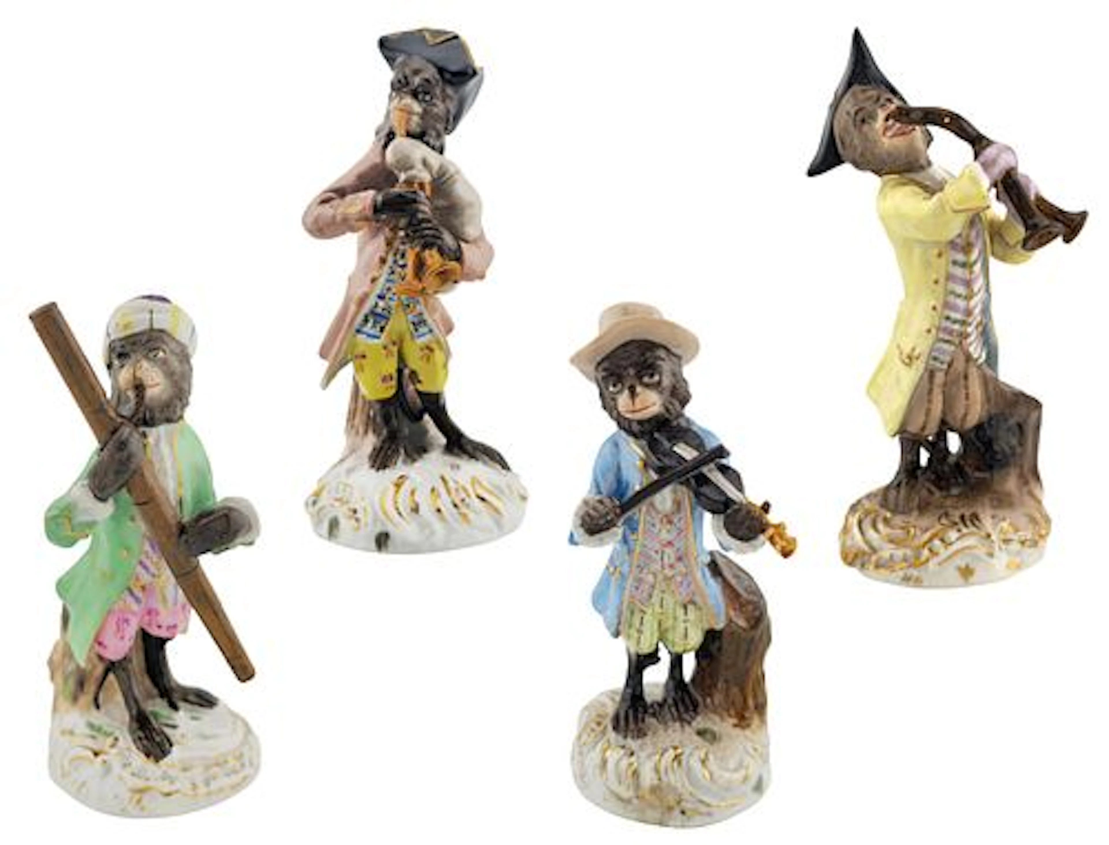 19th C. German Meissen Style Group Of Monkey Musicians