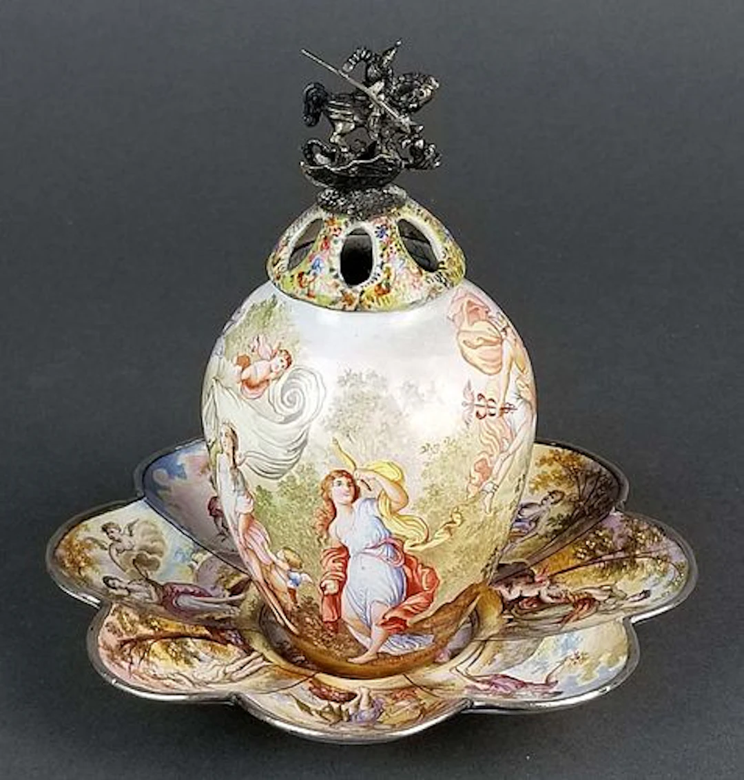 Magnificent Large Austrian Viennese Enamel on Silver