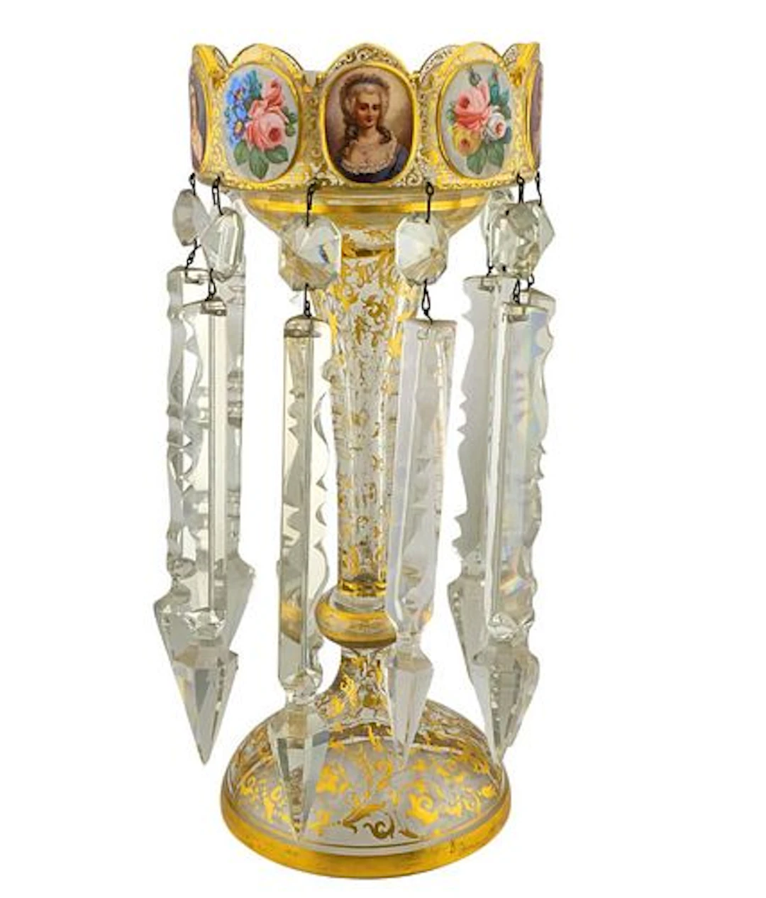 19th C. Moser Bohemian Glass Overlay Luster