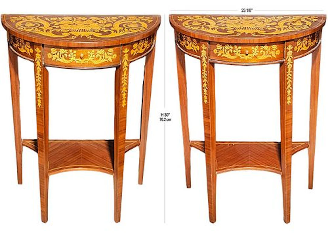 Pair Of Louis XVI Marquetry Consoles