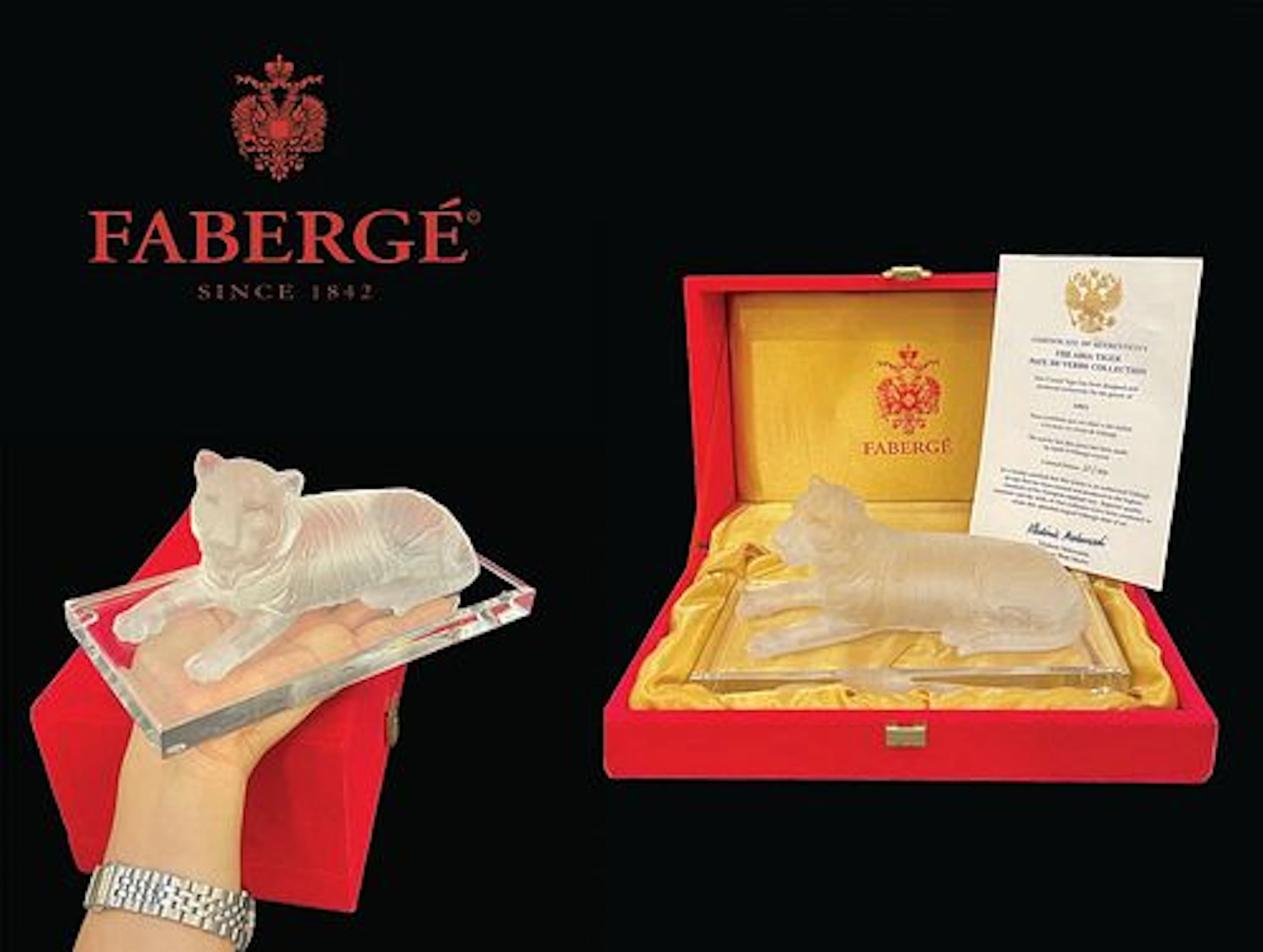 The Aria Tiger, A Limited Edition Faberge Crystal Tiger Figurine