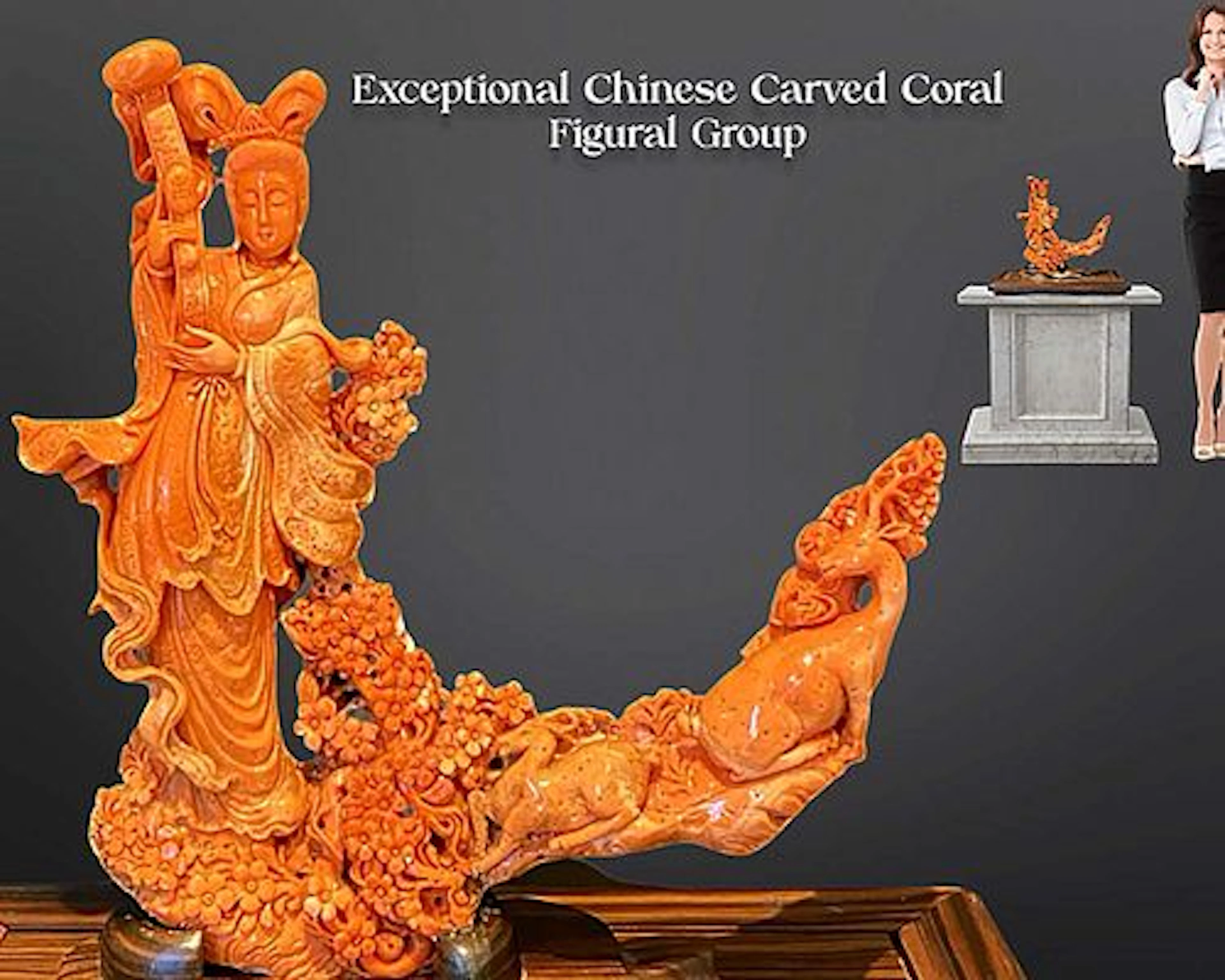 An Exceptional Chinese Carved Coral Figurine Group