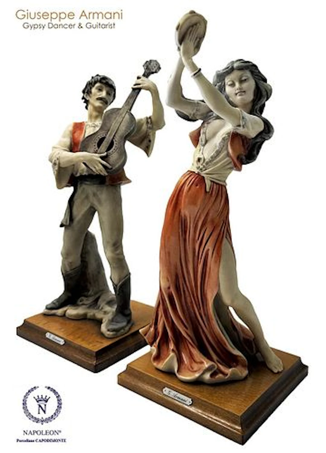 A Rare Pair Of Capodimonte Giuseppe Armani Gypsy Tambourine Dancer