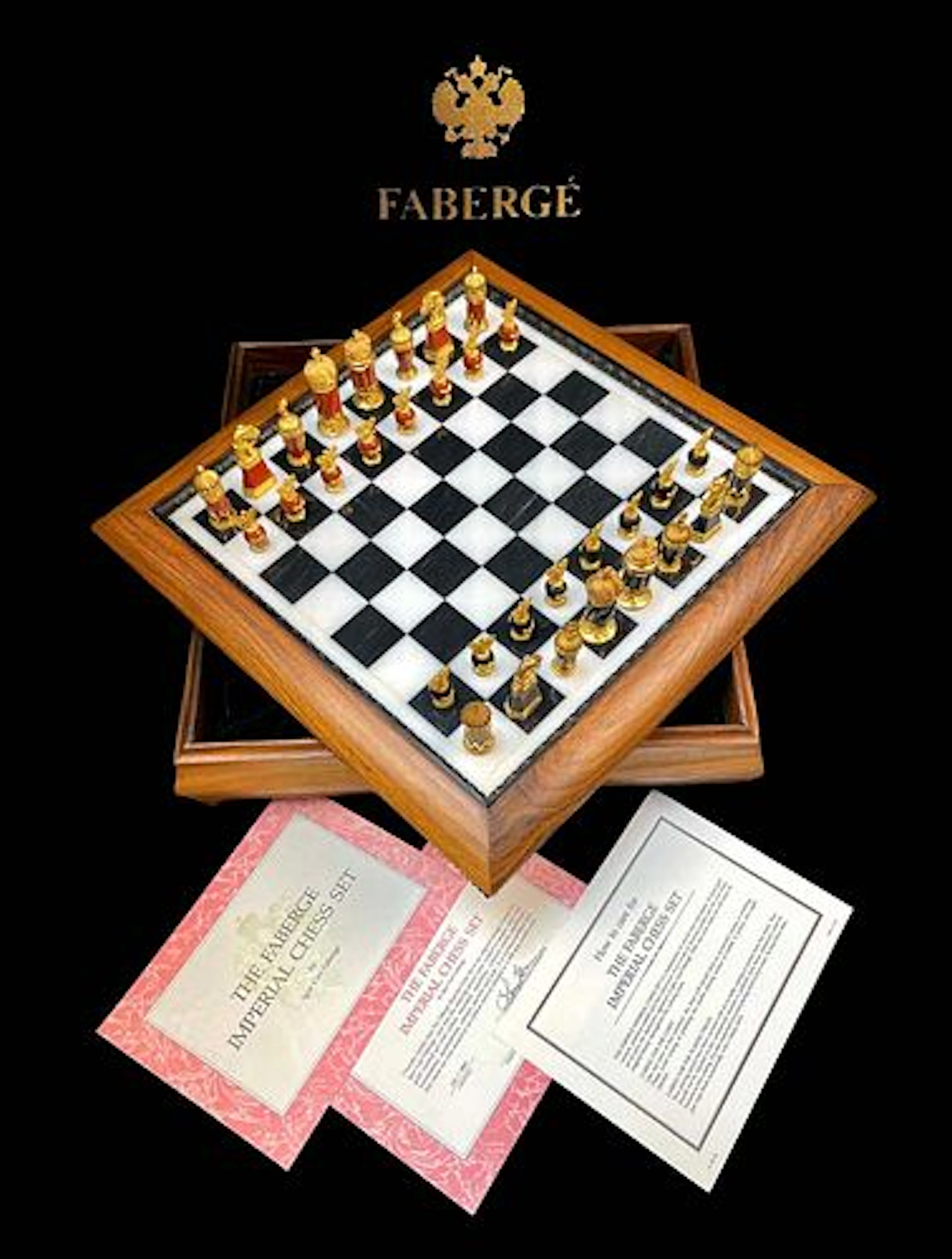 The Faberge Imperial Chess Set By Igor Carl Faberge, COA