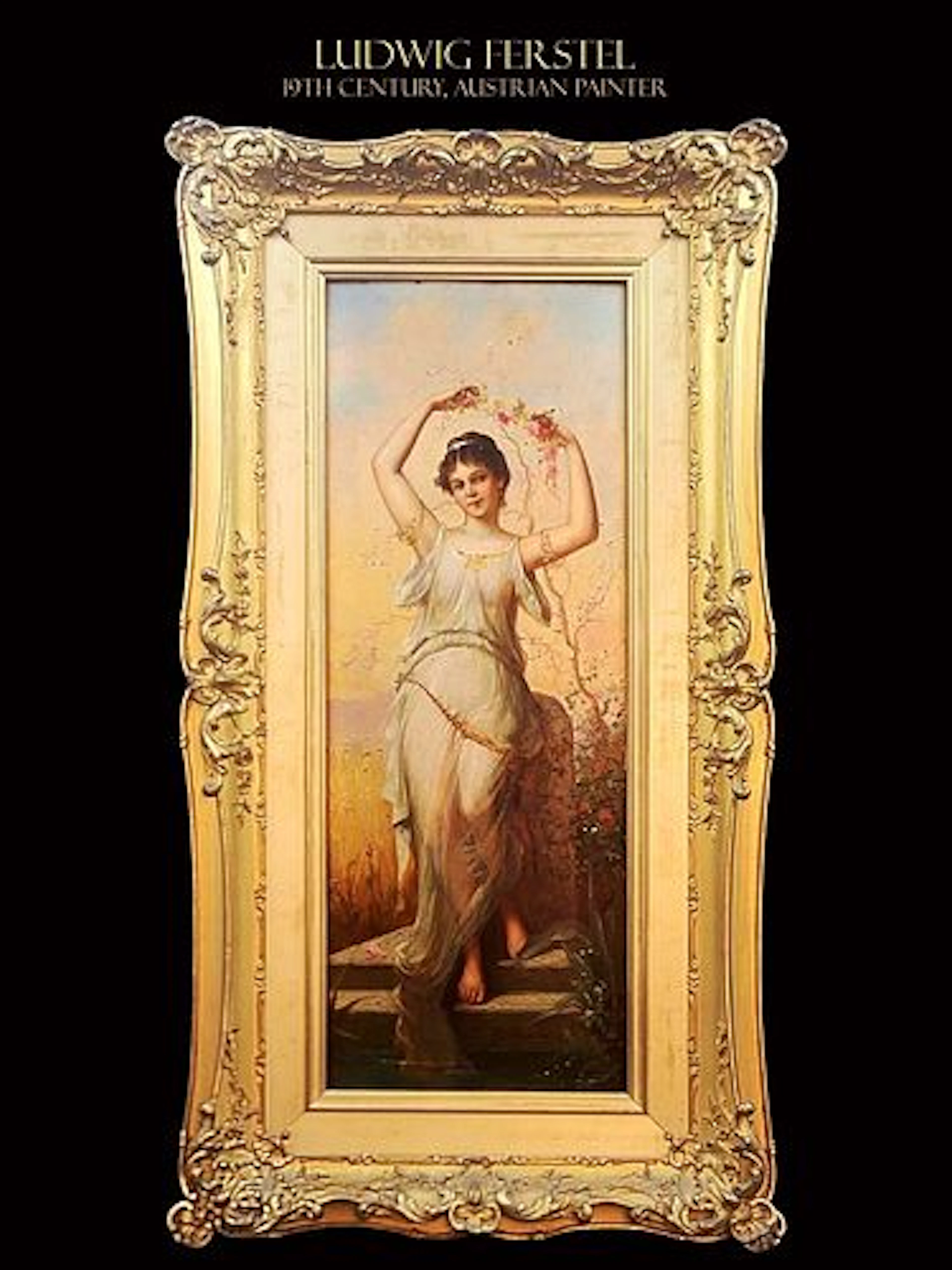 19th Century Austrian Ludwig Ferstel Framed Oil On Canvas, Signed