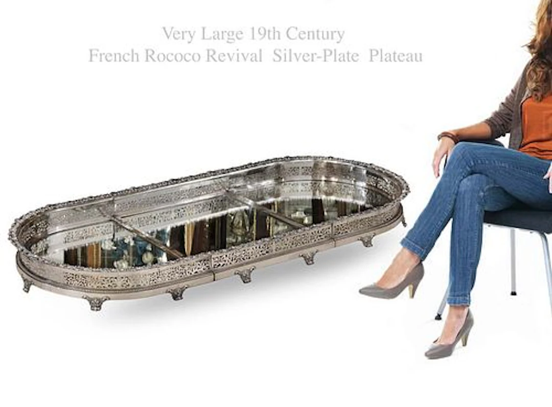A Very Large 19th C. French Rococo Revival Silver-Plated Plateau