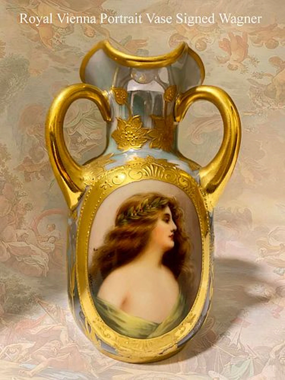 19th C. Royal Vienna Hand Painted Vase, Wagner Signed
