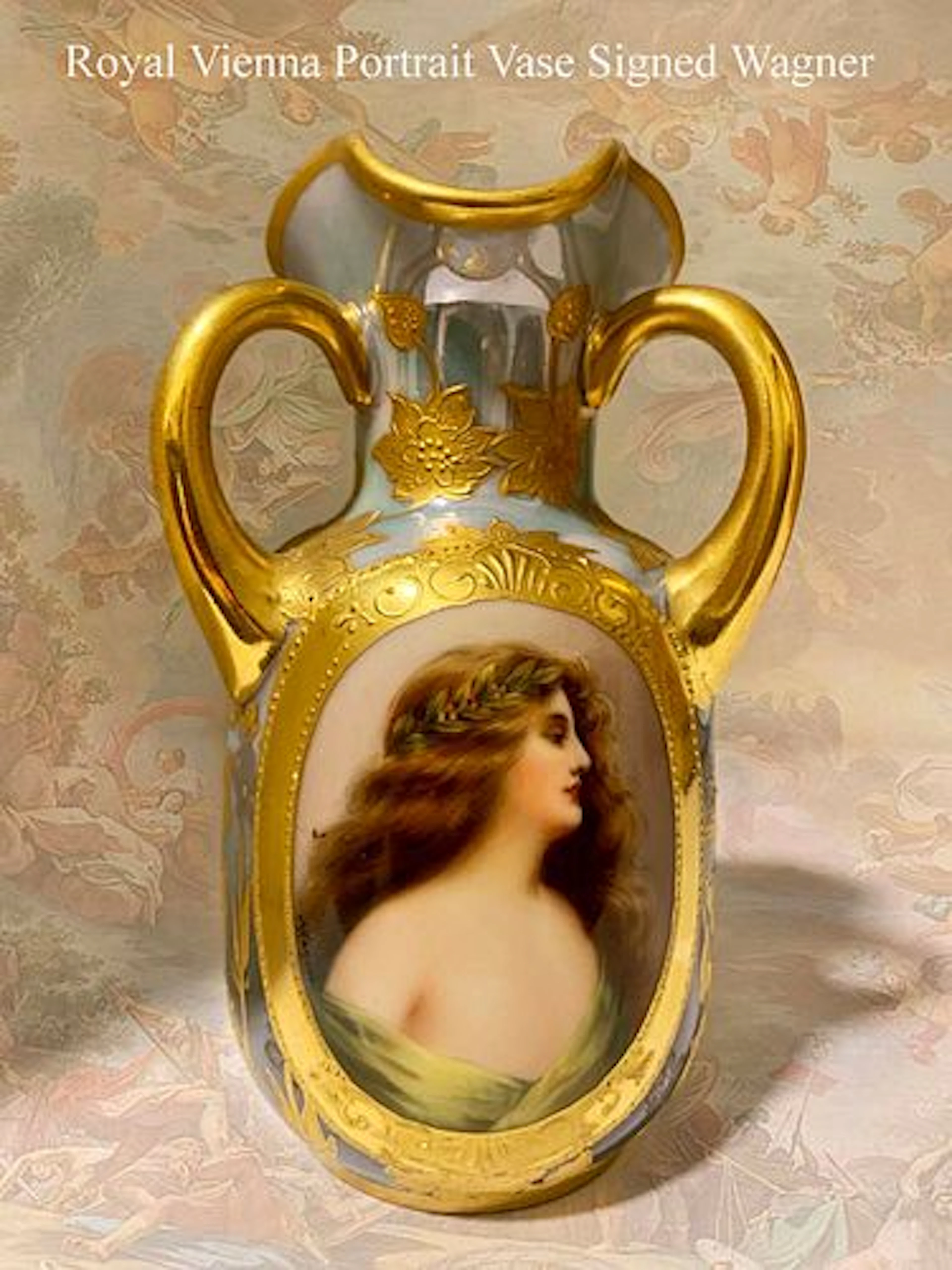 19th C. Royal Vienna Hand Painted Vase, Wagner Signed