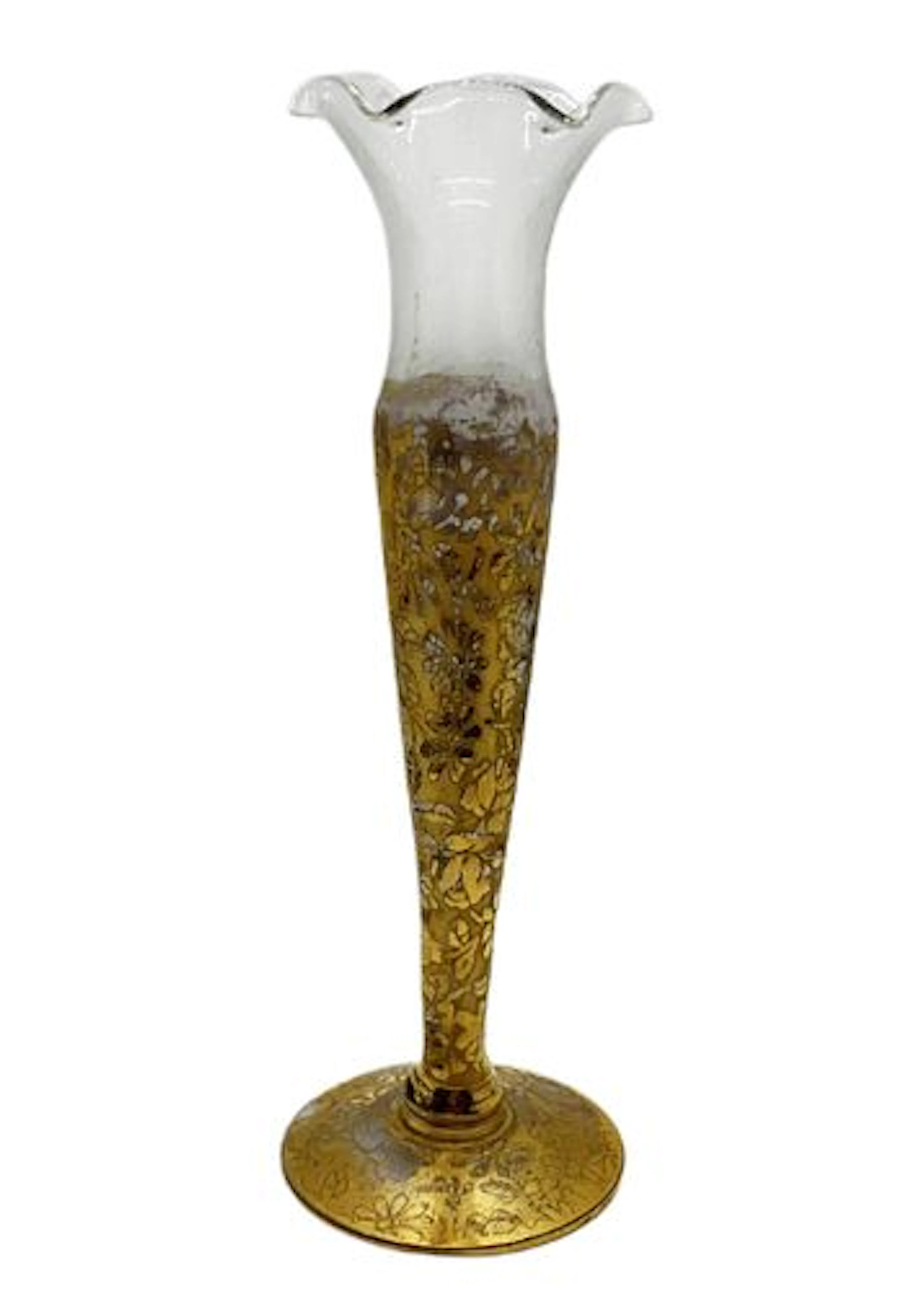 A Gilt Floral Glass Bud Vase