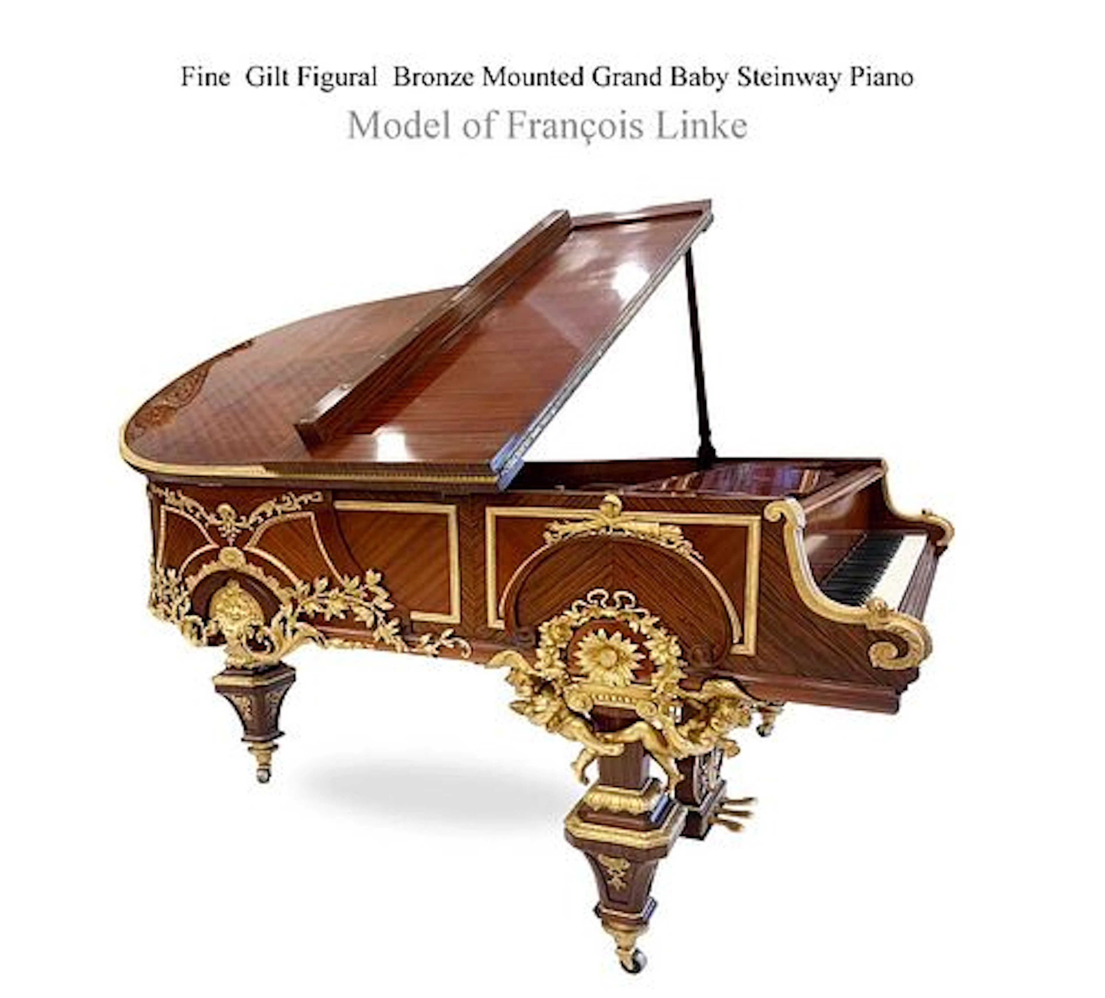 A Fine Model Of Francois Linke Figural Gilt Bronze Mounted Grand Baby