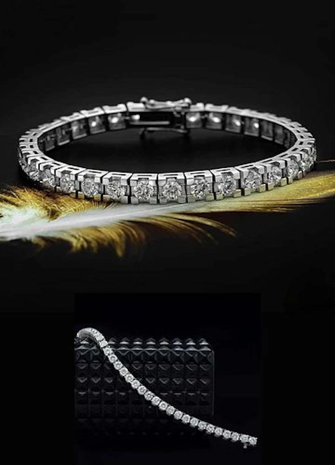 An Exquisite Round Brilliant Cut Diamonds & 18K Gold Bracelet