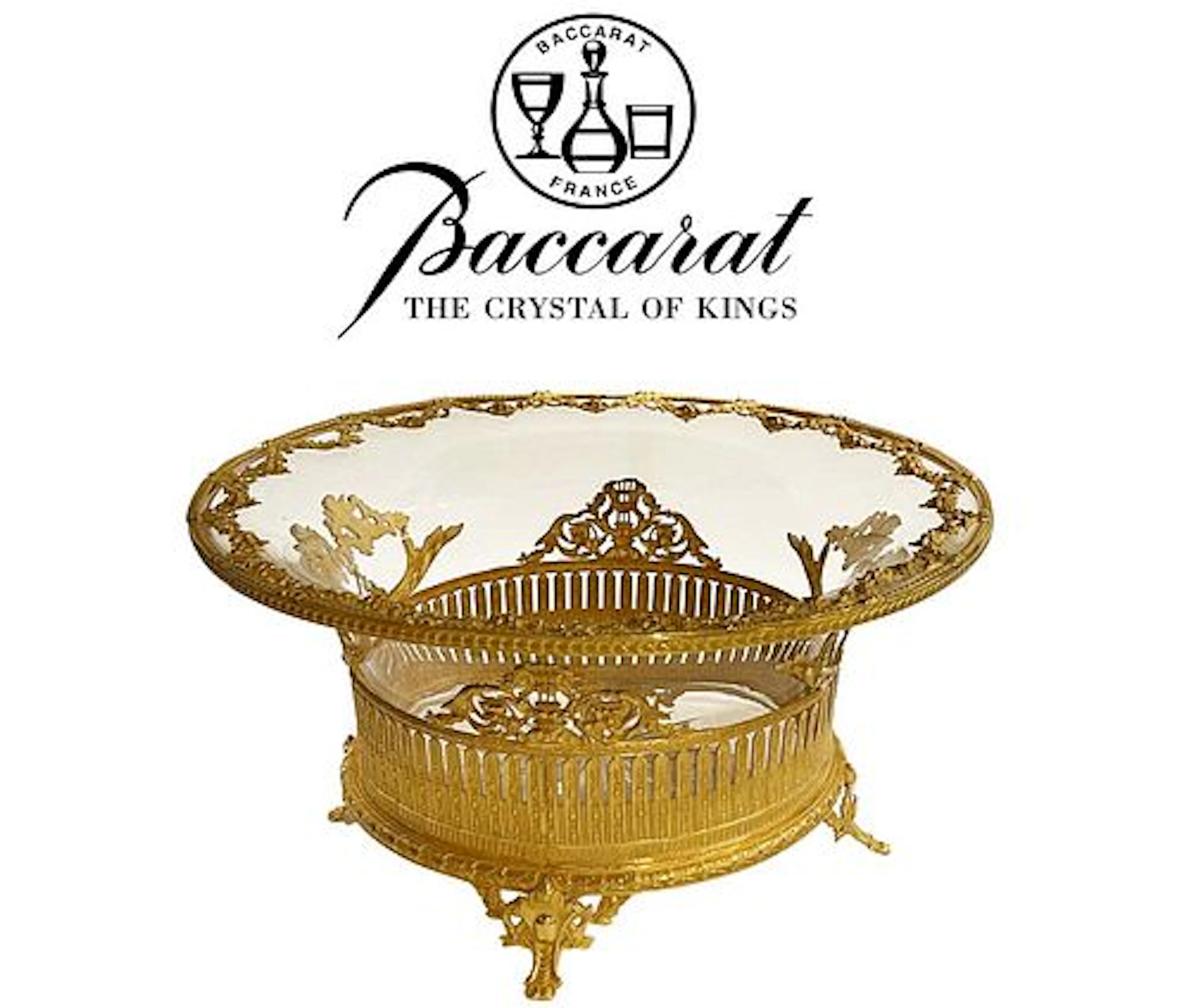 19th C. French Baccarat Crystal & Figural Ormolu Bronze Centerpiece