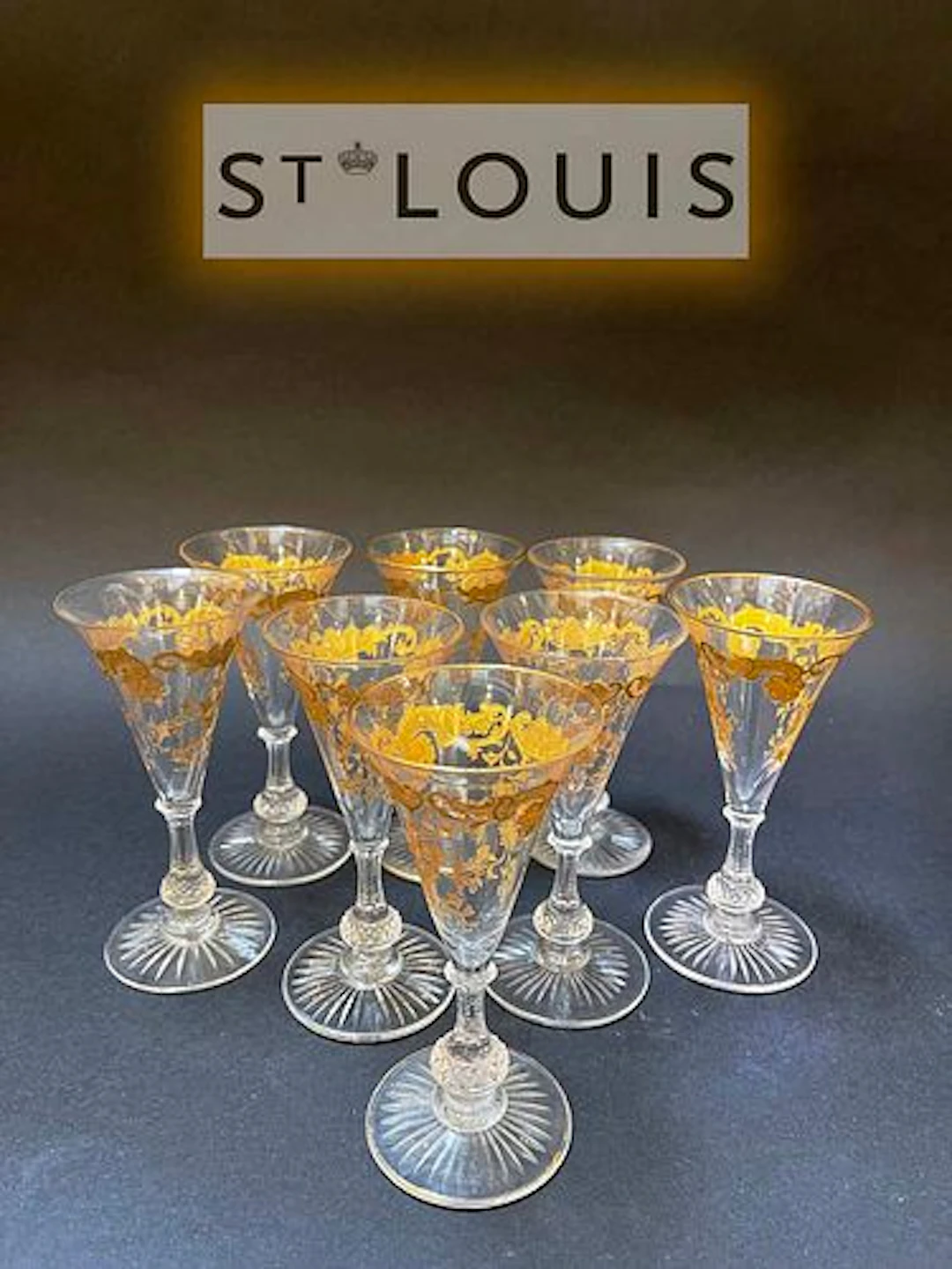A Set Of Eight 19th C. French Saint Louis Wine Glasses