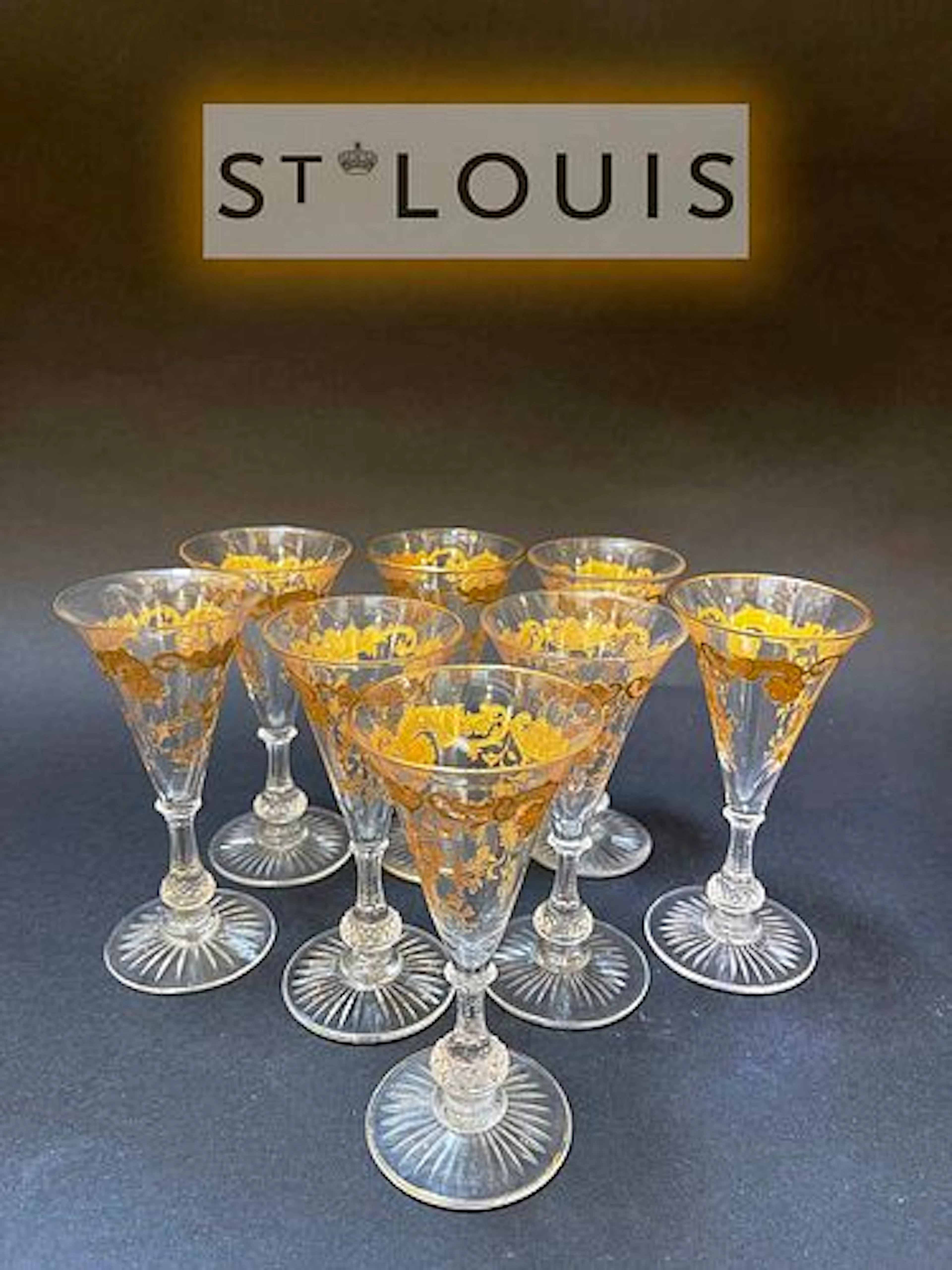 A Set Of Eight 19th C. French Saint Louis Wine Glasses