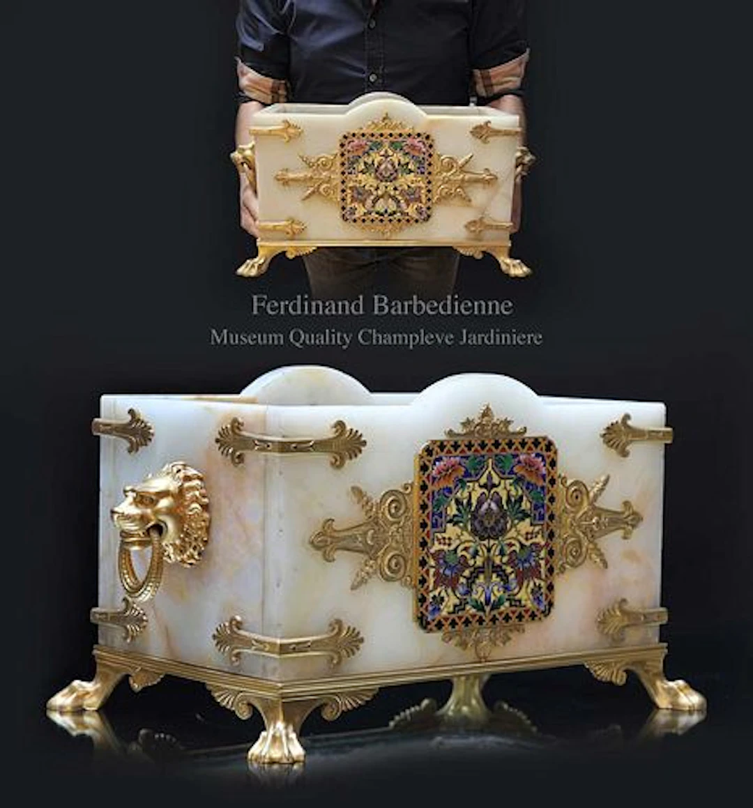 A Large Museum Quality 19th Century F. Barbedienne Champleve Bronze