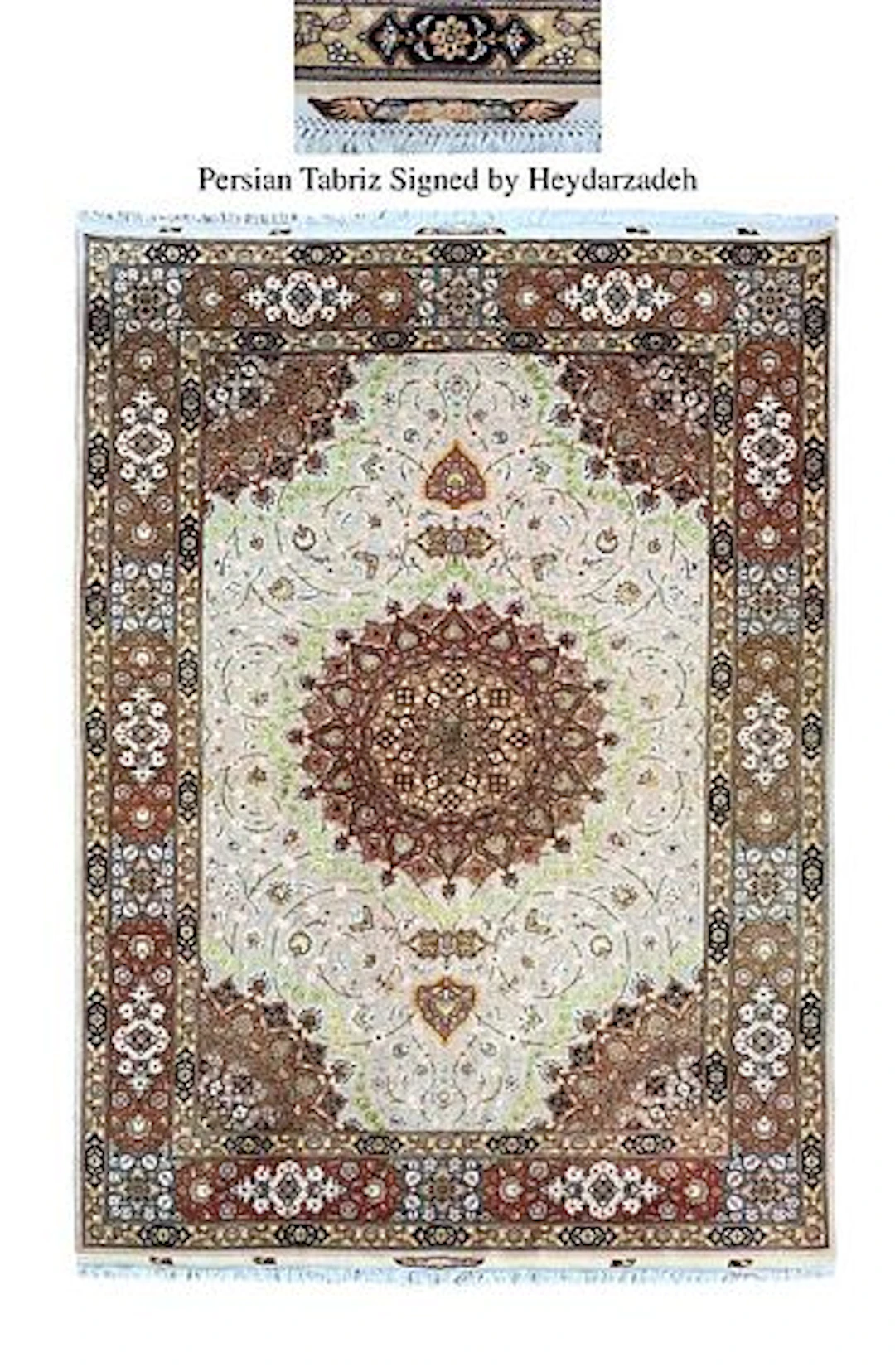 Iran Persian Tabriz Heydarzadeh Silk & Wool Rug, Signed
