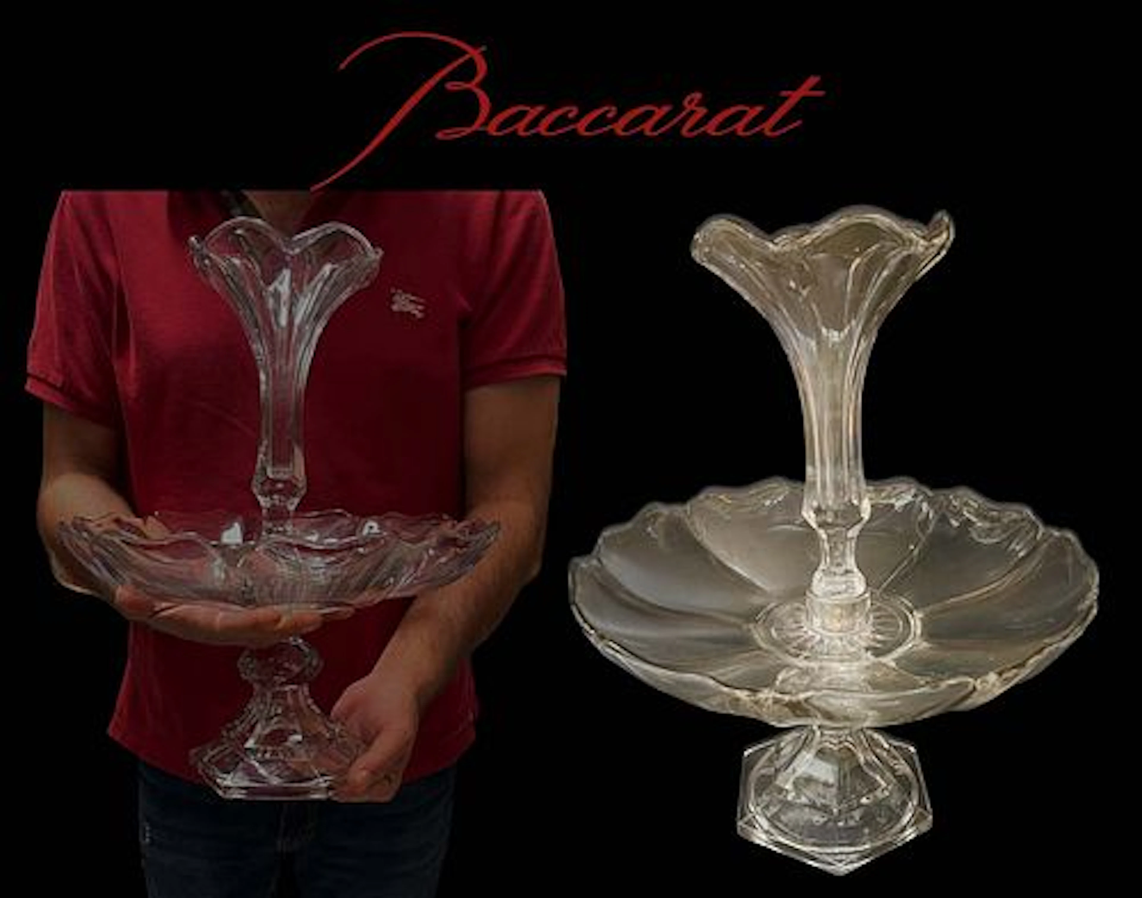 19th C. French Baccarat Crystal Centerpiece