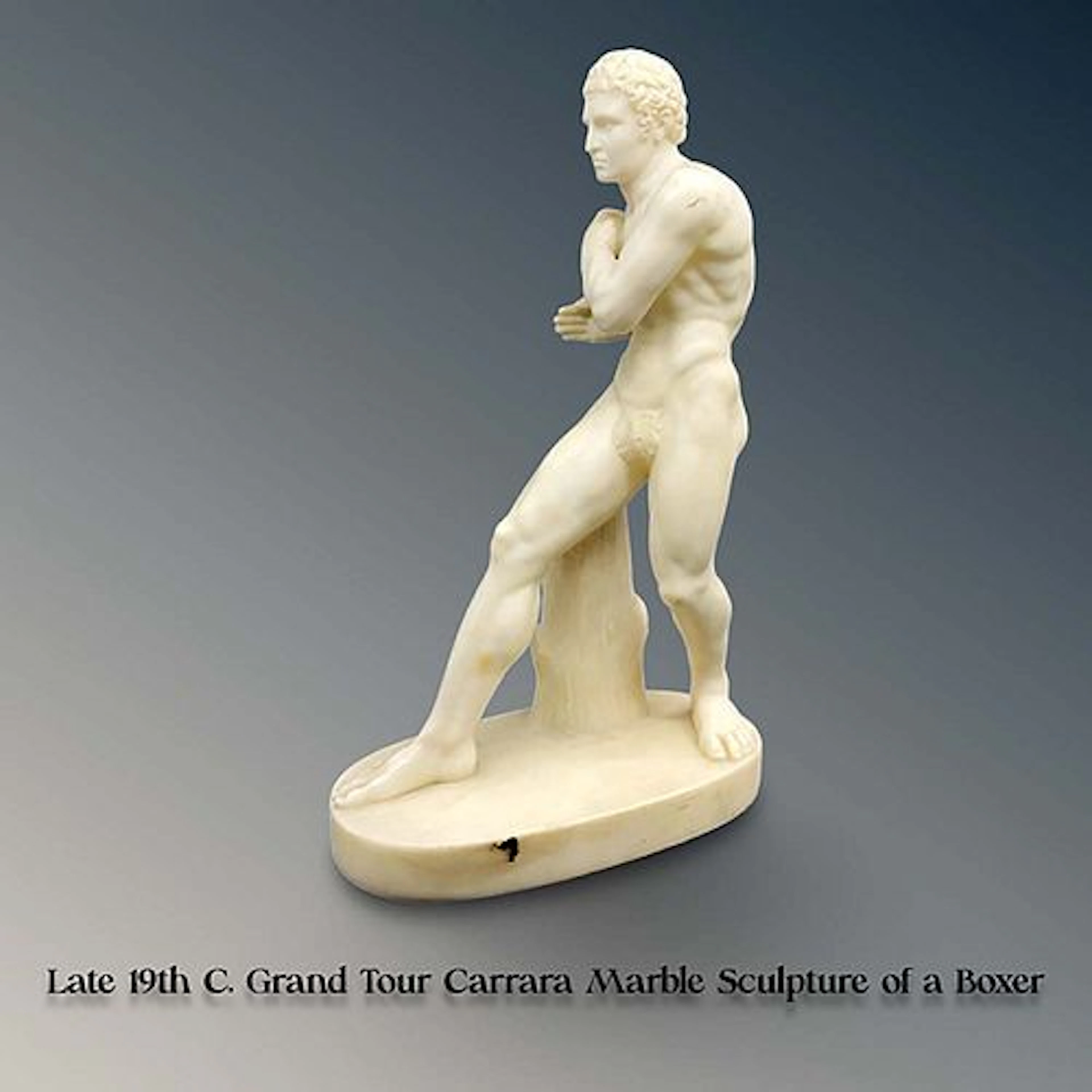 A Late 19th C. Grand Tour Carrara Marble Sculpture of A Boxer