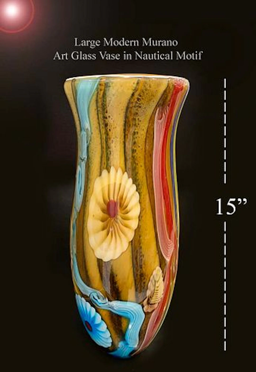 A Large Italian Murano Modern Nautical Motif Art Glass Crystal Vase
