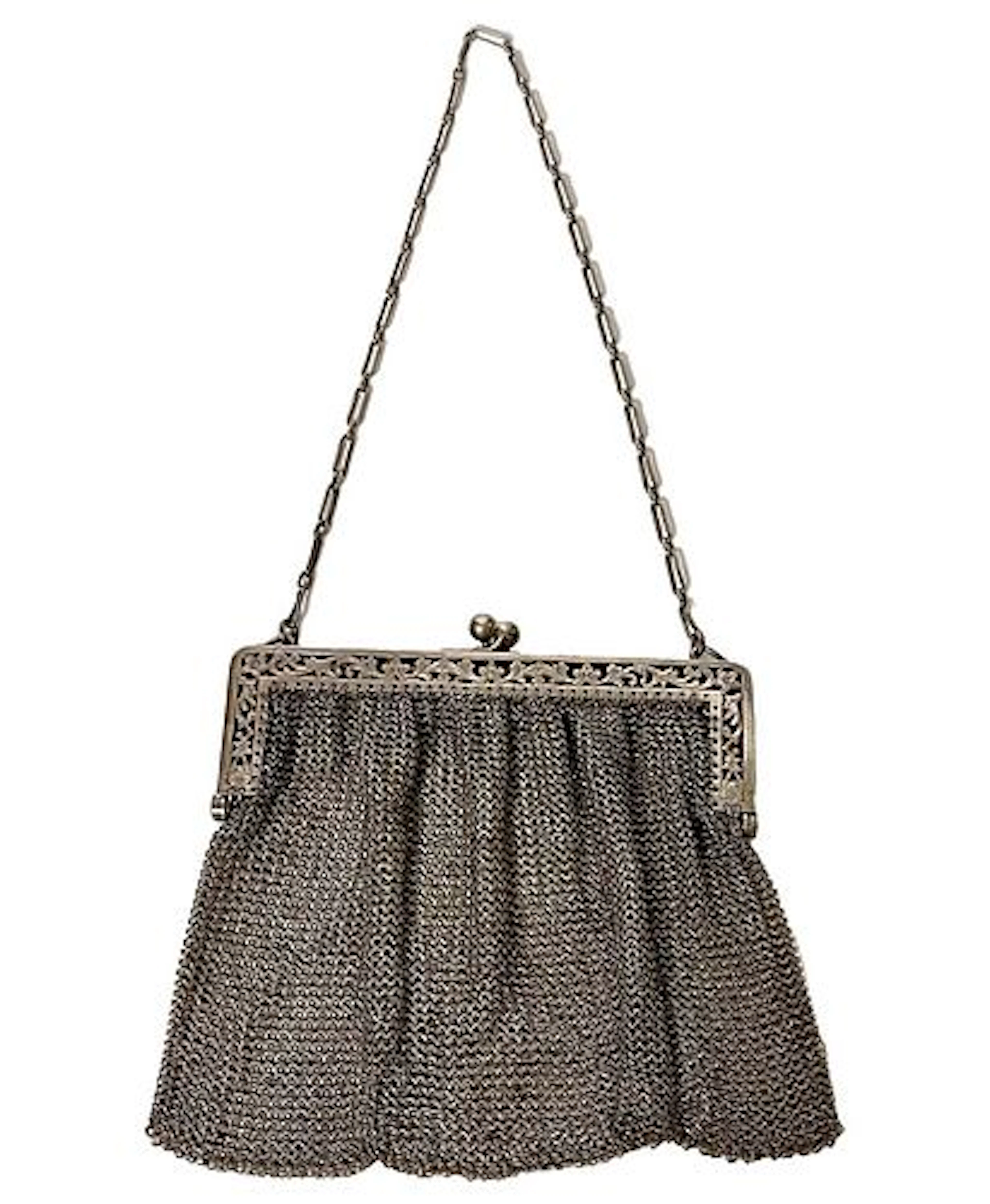 A Hand Made Sterling Silver Mesh Evening Bag Purse