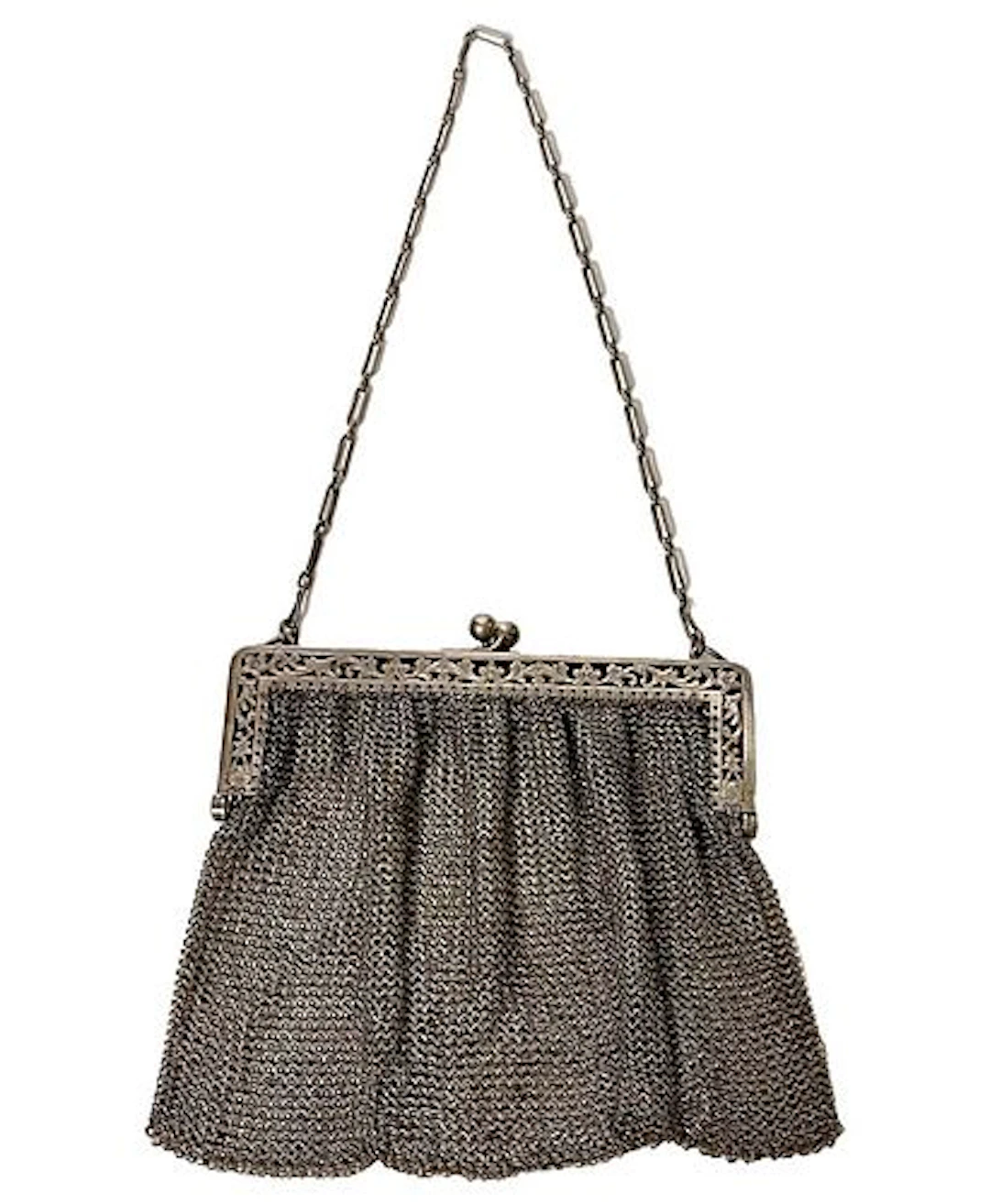 A Hand Made Sterling Silver Mesh Evening Bag Purse