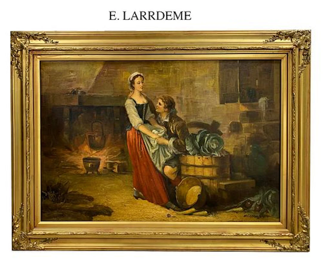 The Lovers, An Oil On Canvas Painting By E. Larrdeme